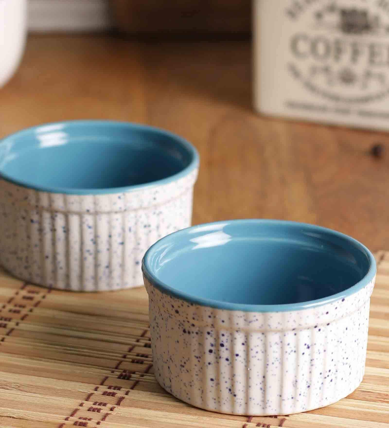 Brilliant 200ml White & Light Blue Stoneware (Set of 2) Ramakien Bowl