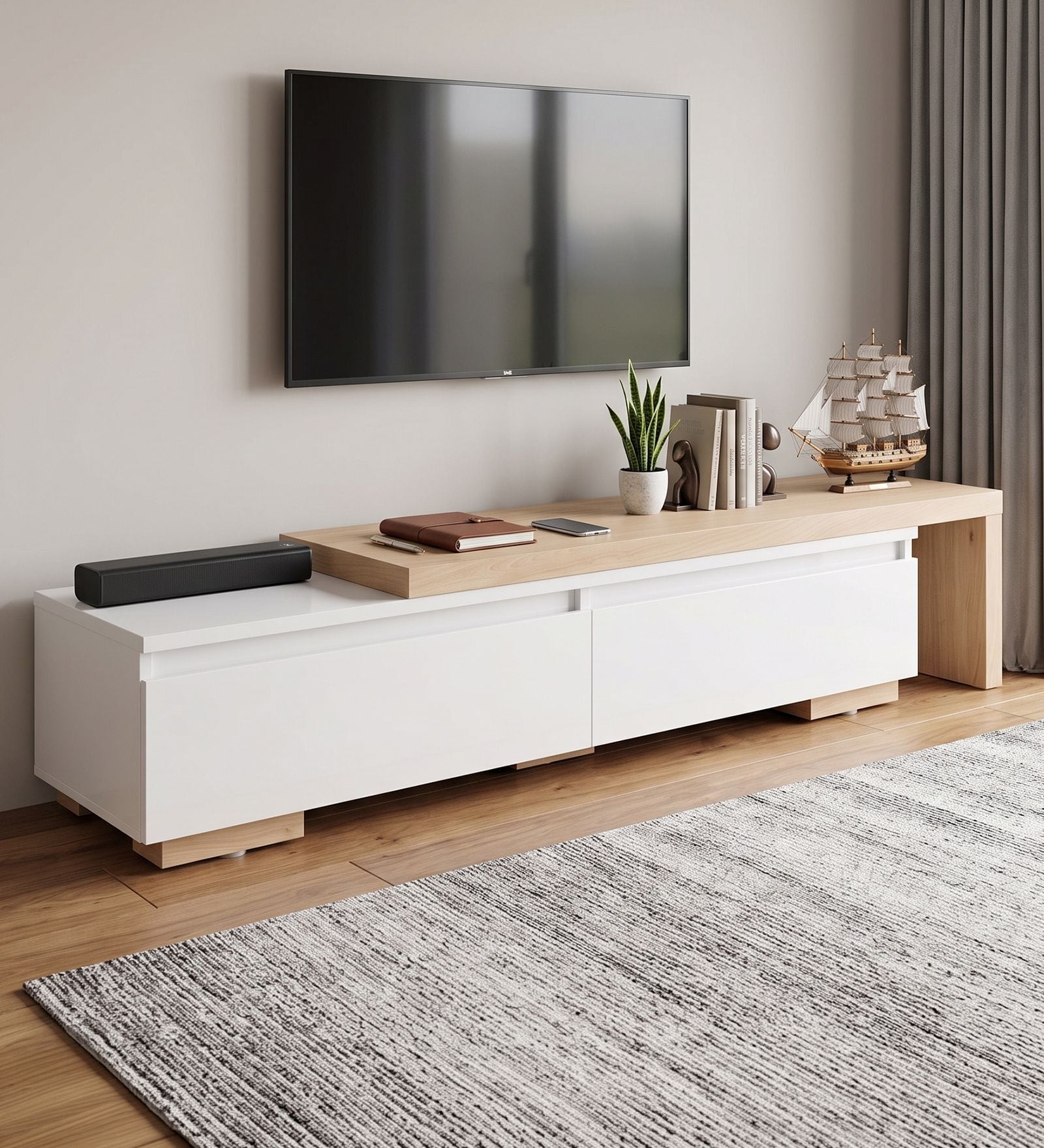 Brimsey TV Unit in Beige and White Finish Brimsey TV Unit in Beige and White Finish