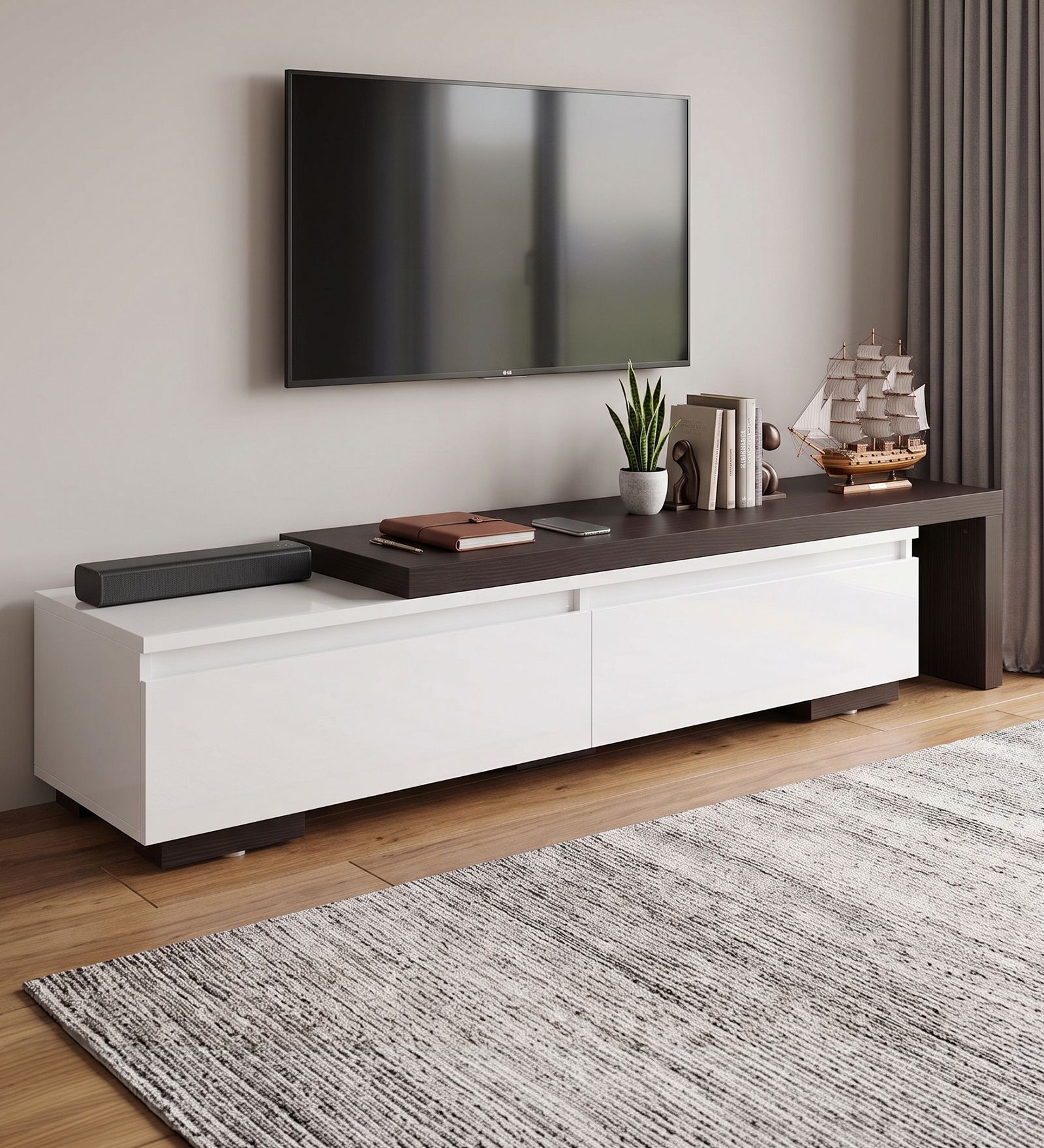 Brimsey TV Unit in Wenge and White Finish Brimsey TV Unit in Wenge and White Finish