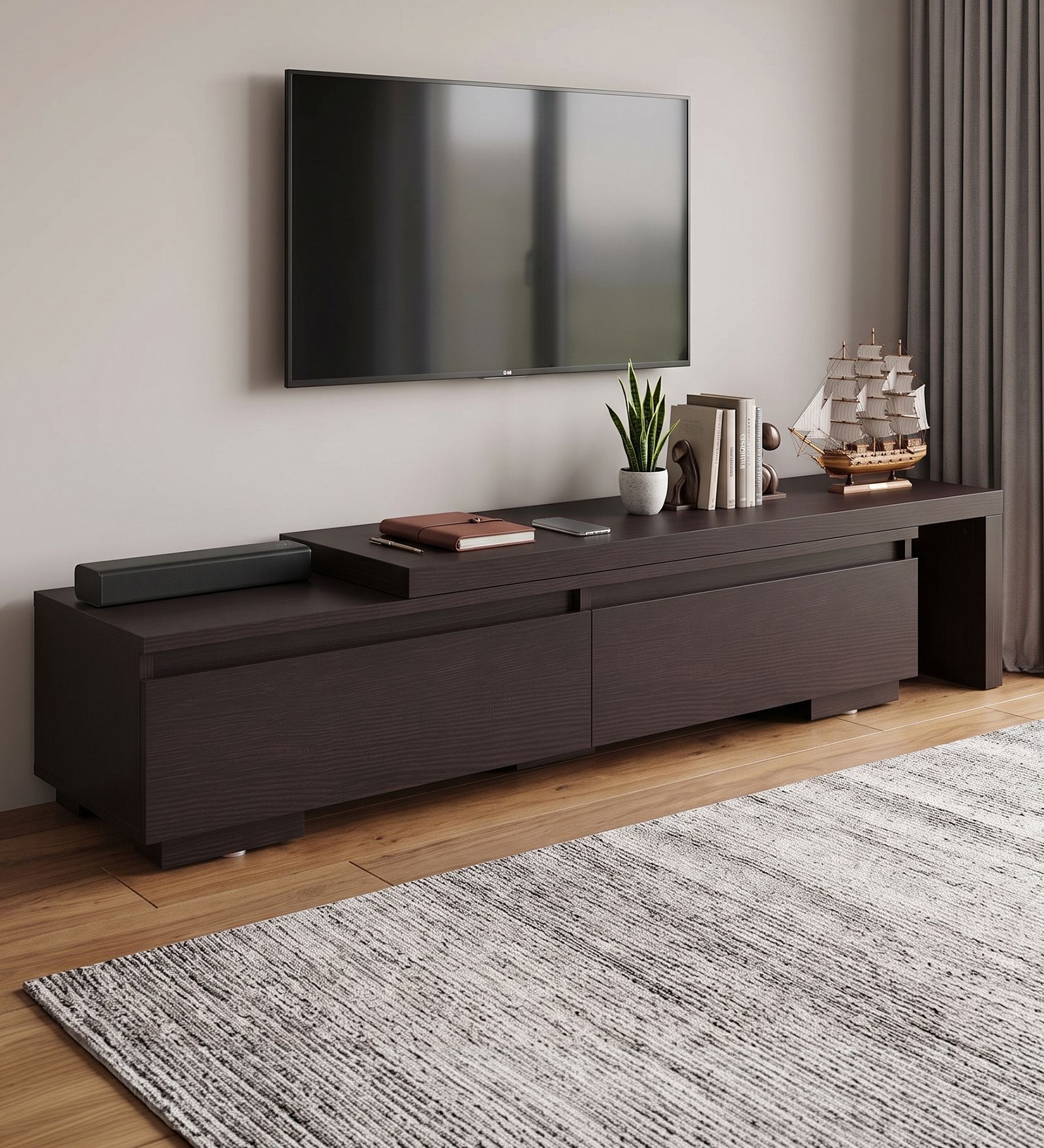 Brimsey TV Unit in Wenge Finish With Storage Drawer Brimsey TV Unit in Wenge Finish With Storage Drawer