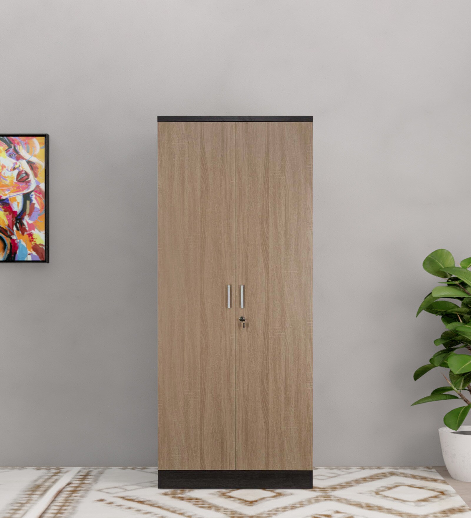 Brio 2 Door Wardrobe in Dark Walnut & Sonoma Oak Finish