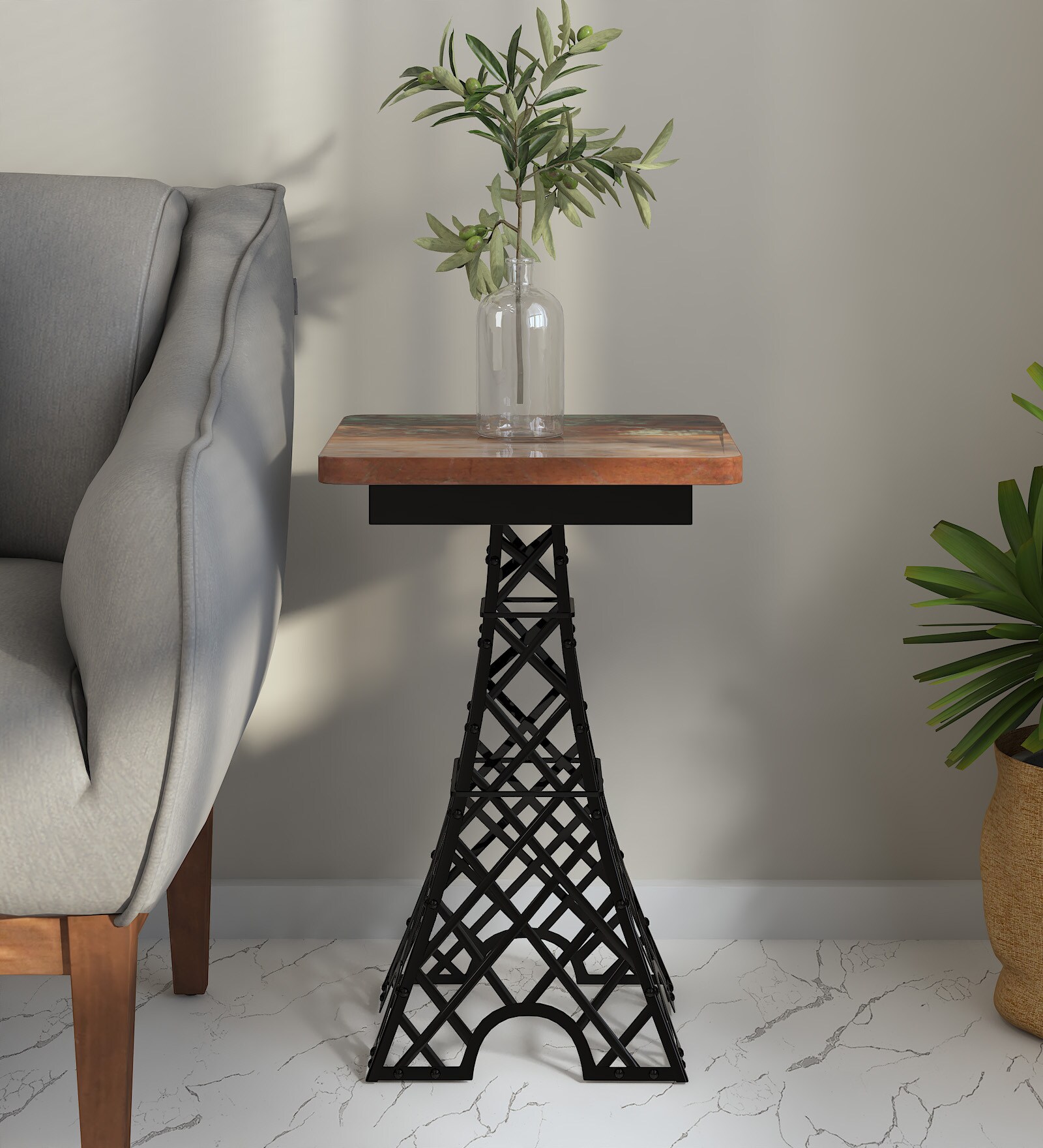 Brisco Metal End Table In Distress Finish