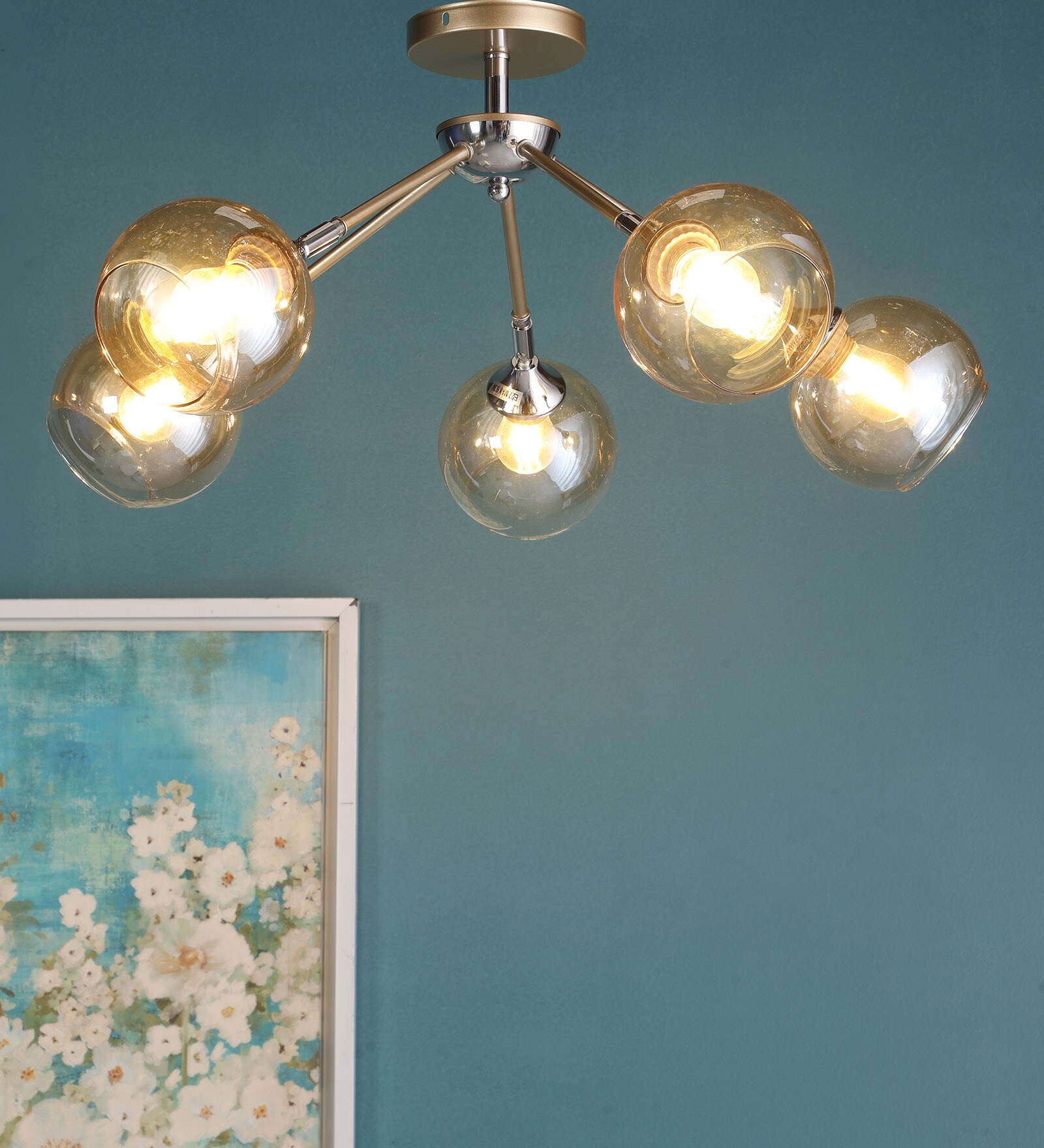Brisk Silver Glass Chandelier