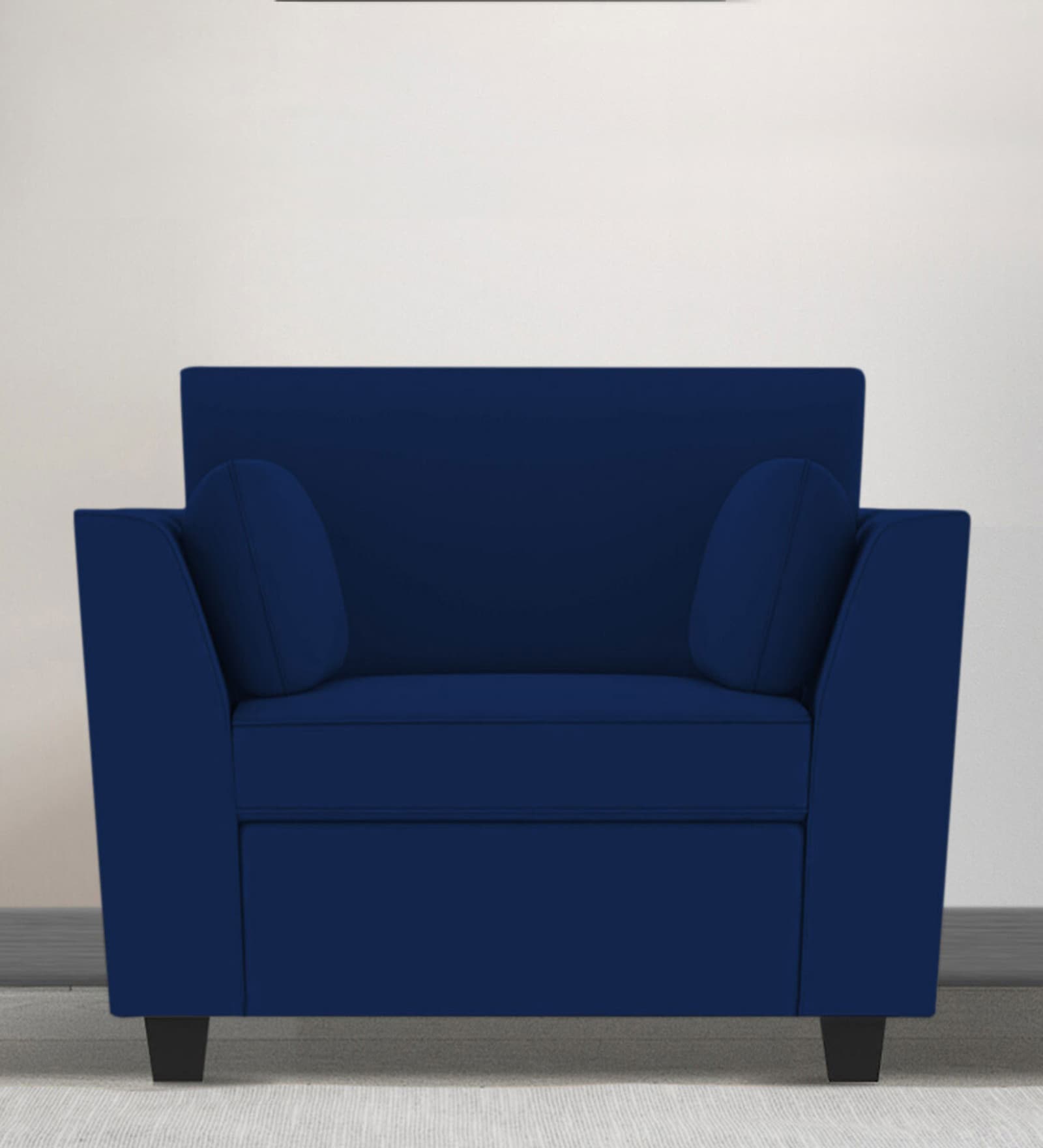 Bristo Velvet 1 Seater Sofa in Indigo Blue Colour with Storage