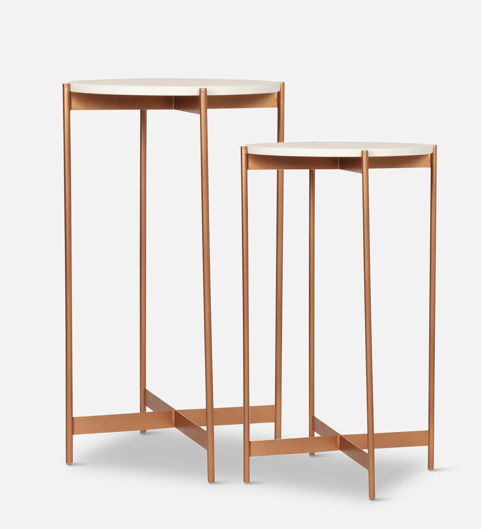Bristol Metal Nest of Tables in Gold Finish (Set Of 2)