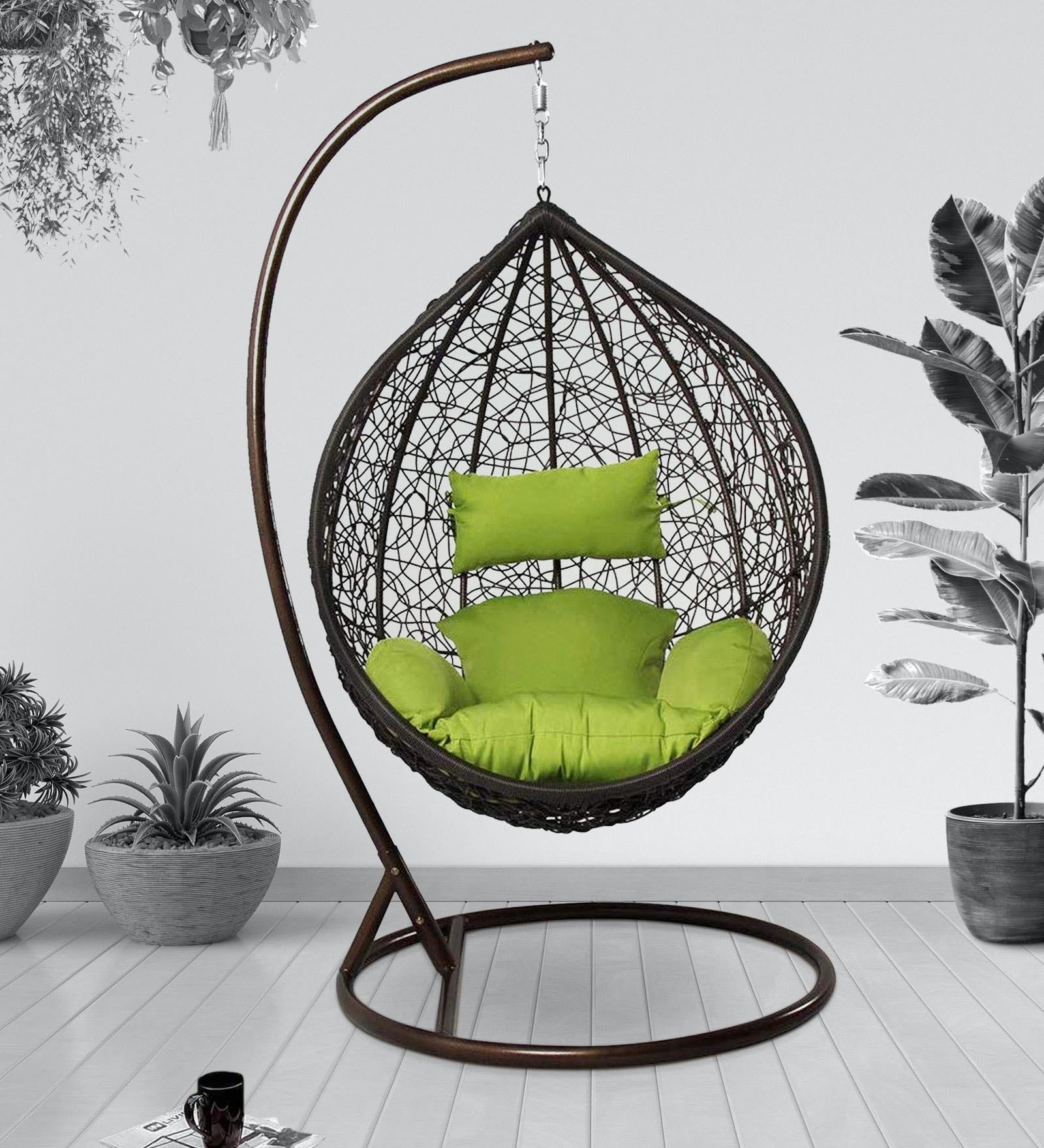 Britt Wicker Swing in Brown & Green Colour