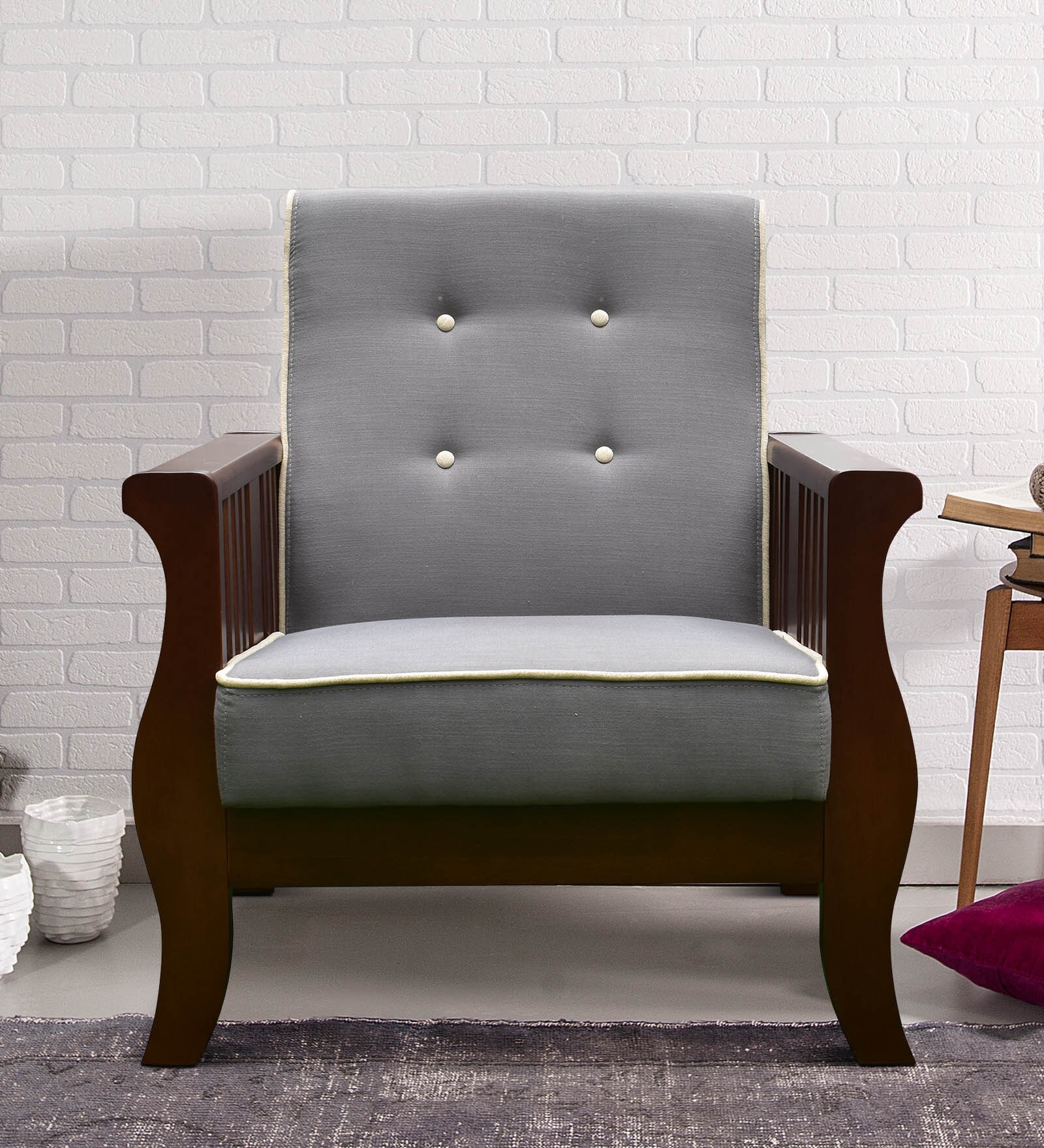 Broaden 1 Seater Sofa in Grey Colour Broaden 1 Seater Sofa in Grey Colour