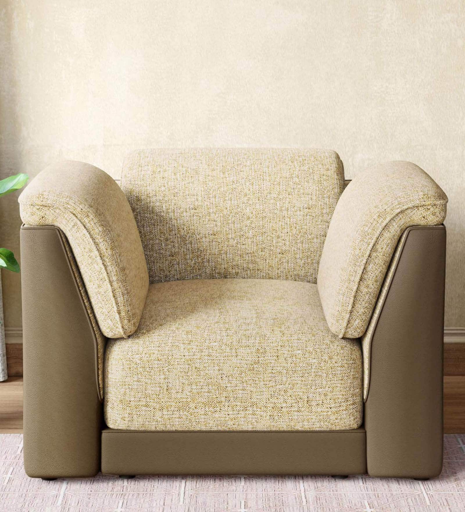 Broadway V2 Leatherette 1 Seater Sofa In Ada Sand Colour