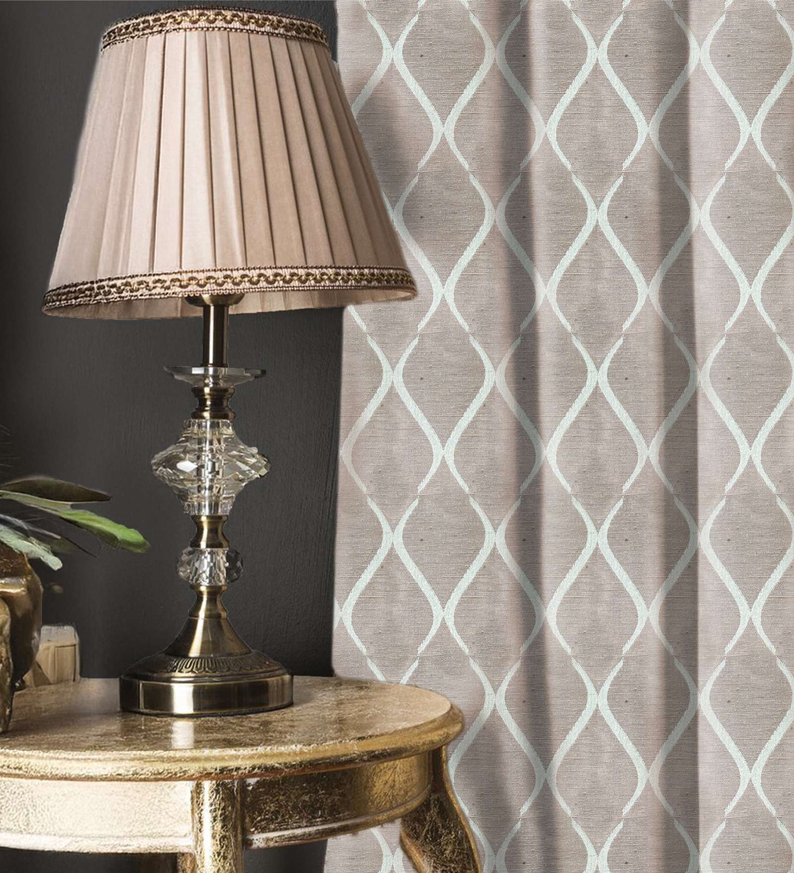 Brocade Soft Brown Blackout Jacquard Polyester Curtains for Door Pack of 2