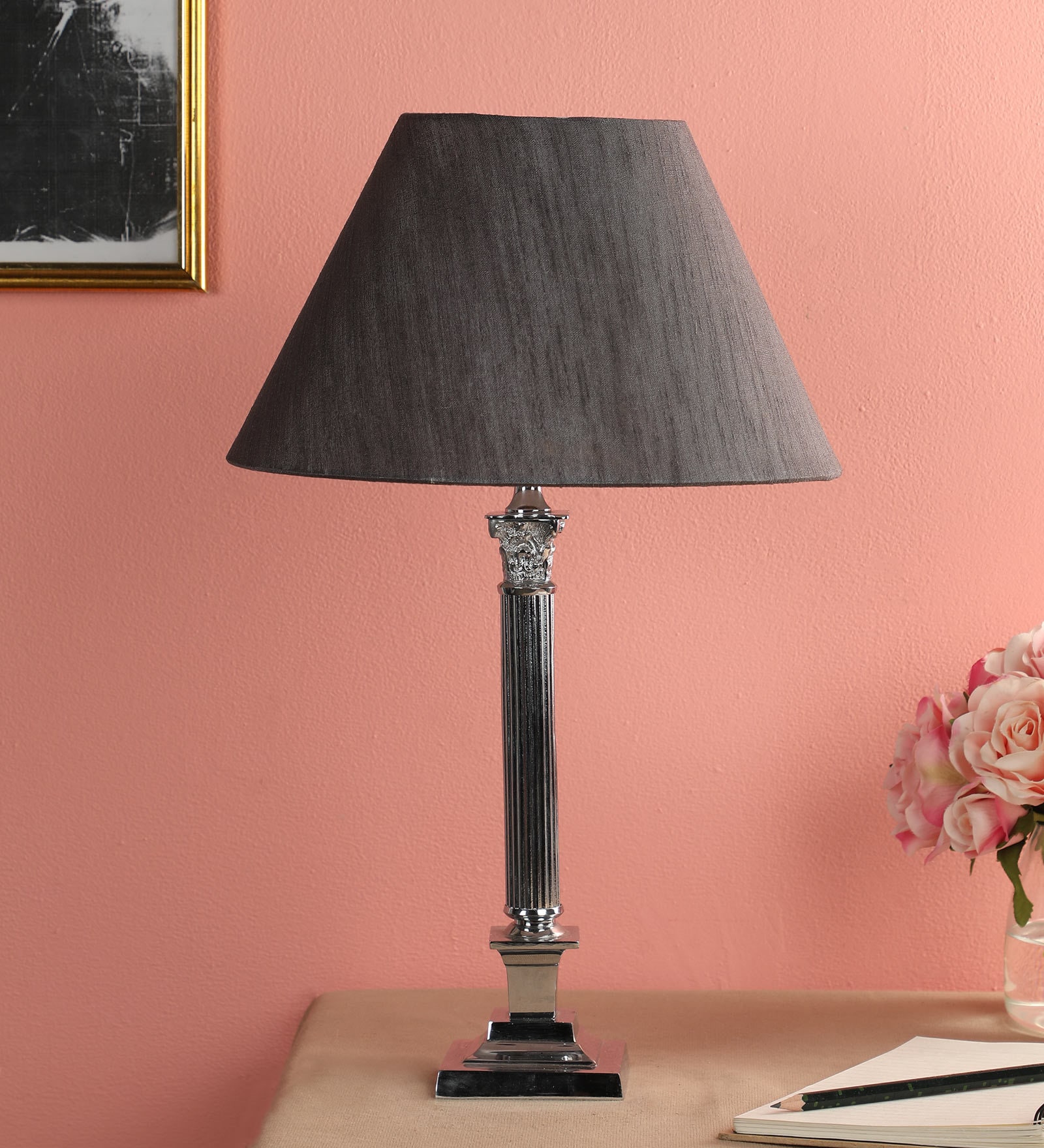 Madison Bronze Fabric Shade Night Lamp With Metal Base