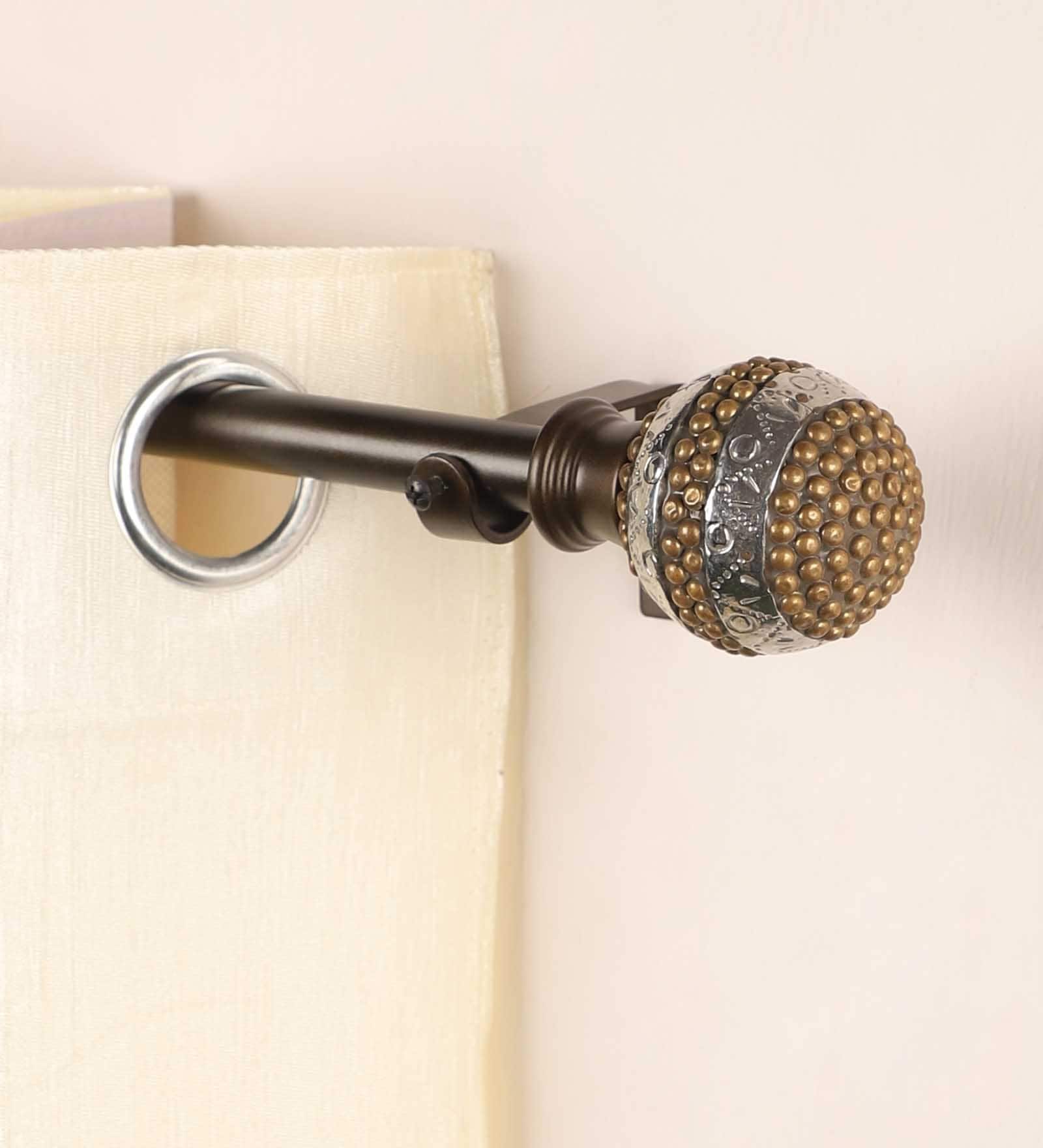 Bronze Powder Coated Iron Curtain Rod (84 to 144 Inches) With Bracket