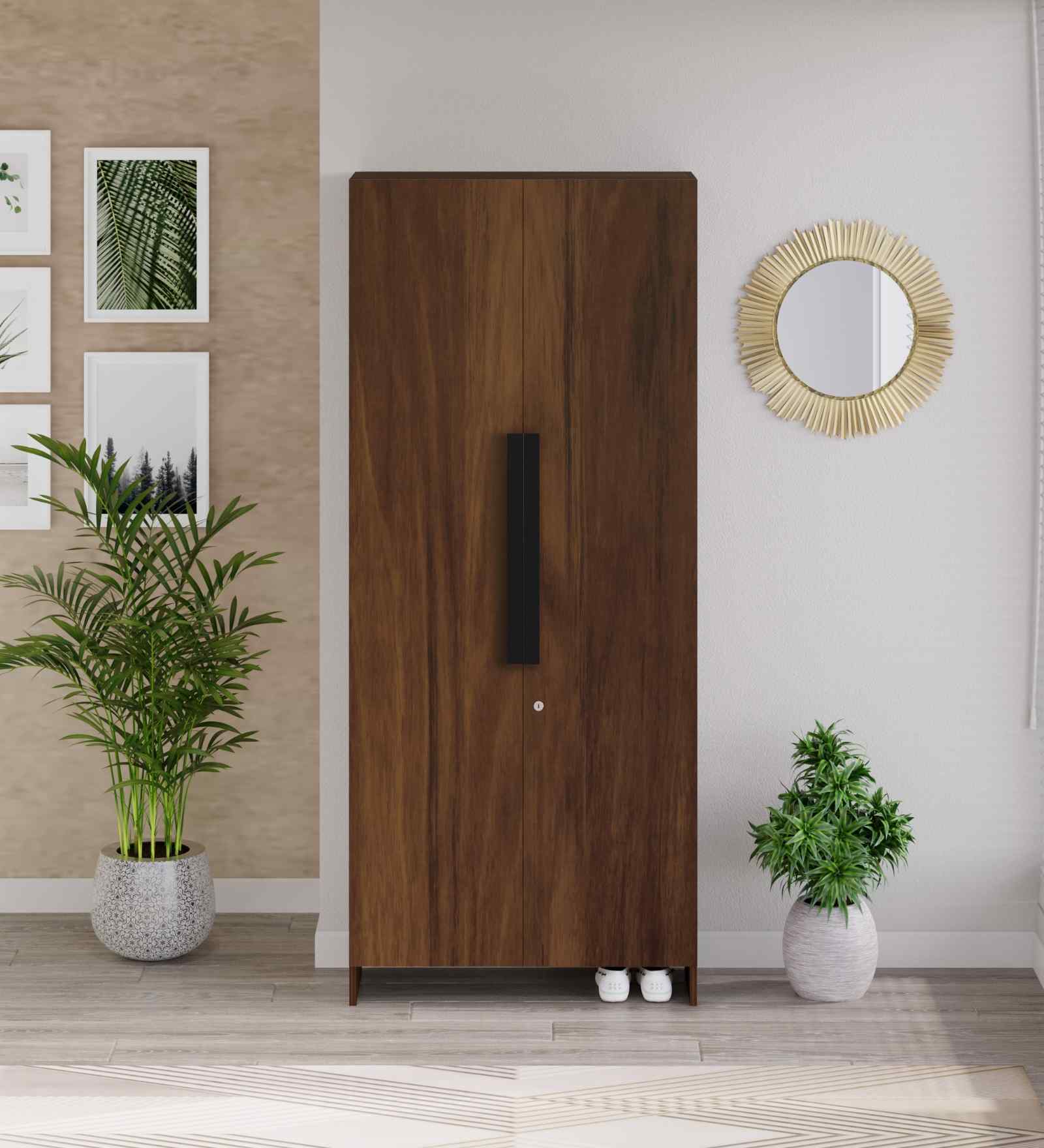 Brooklyn 2 Door Shoe Cabinet In Brown Maple Finish