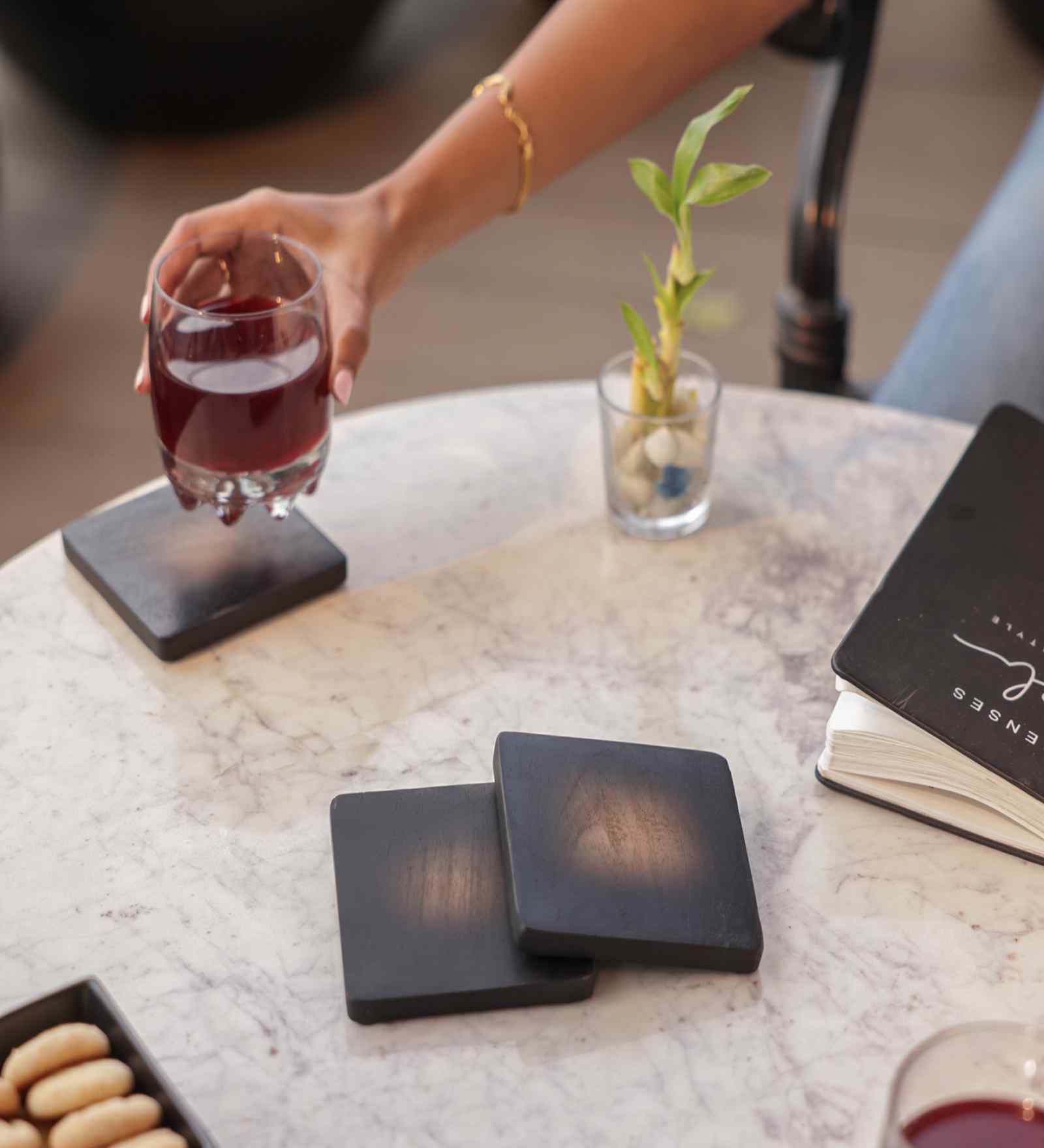Brown & Black Acacia Wood (Set of 4) Coasters