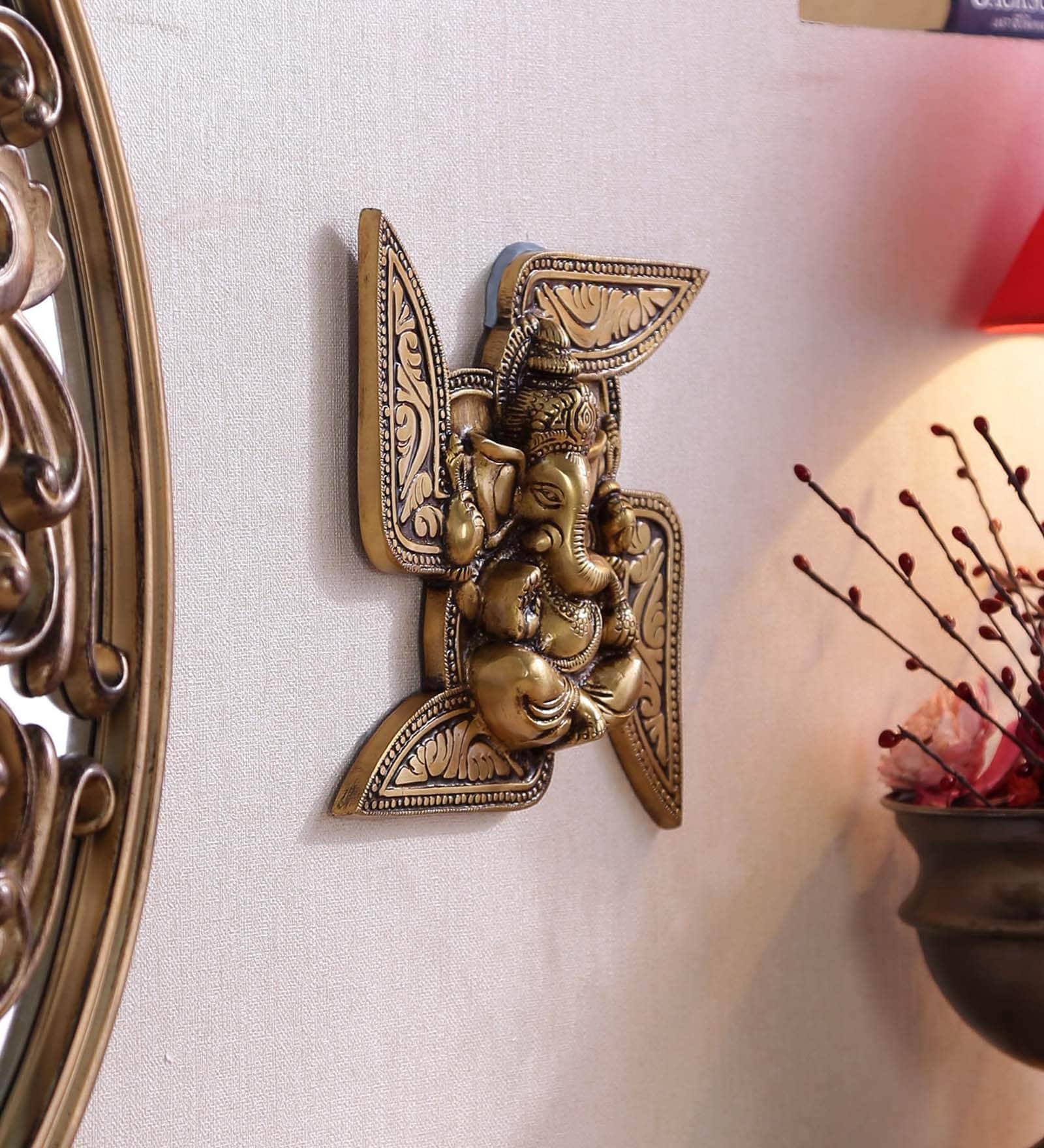 Brass Lord Ganesha Wall Art In Brown