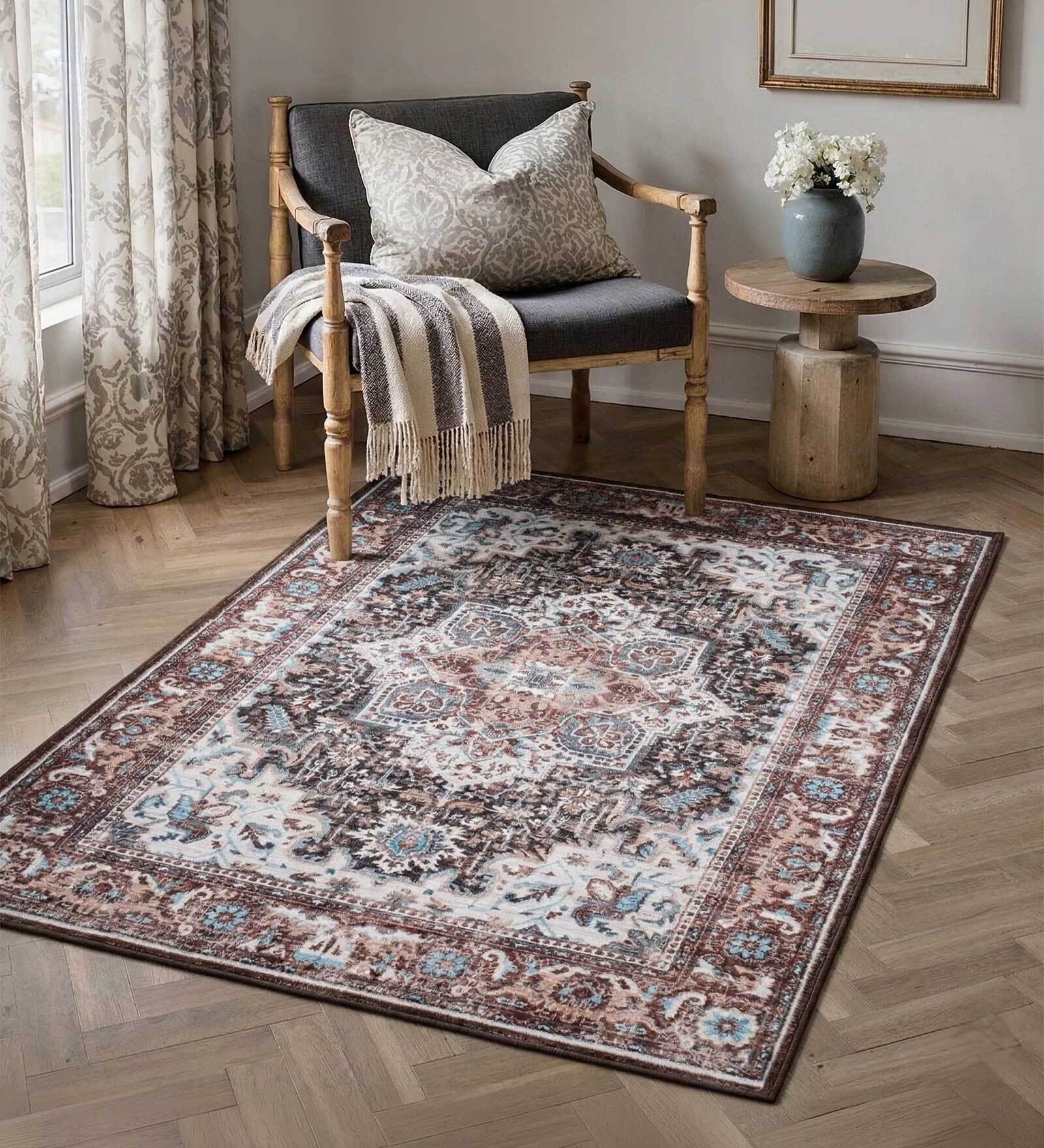 Brown Silk 5 X 3 Feet Abstract  Rectangle Carpet