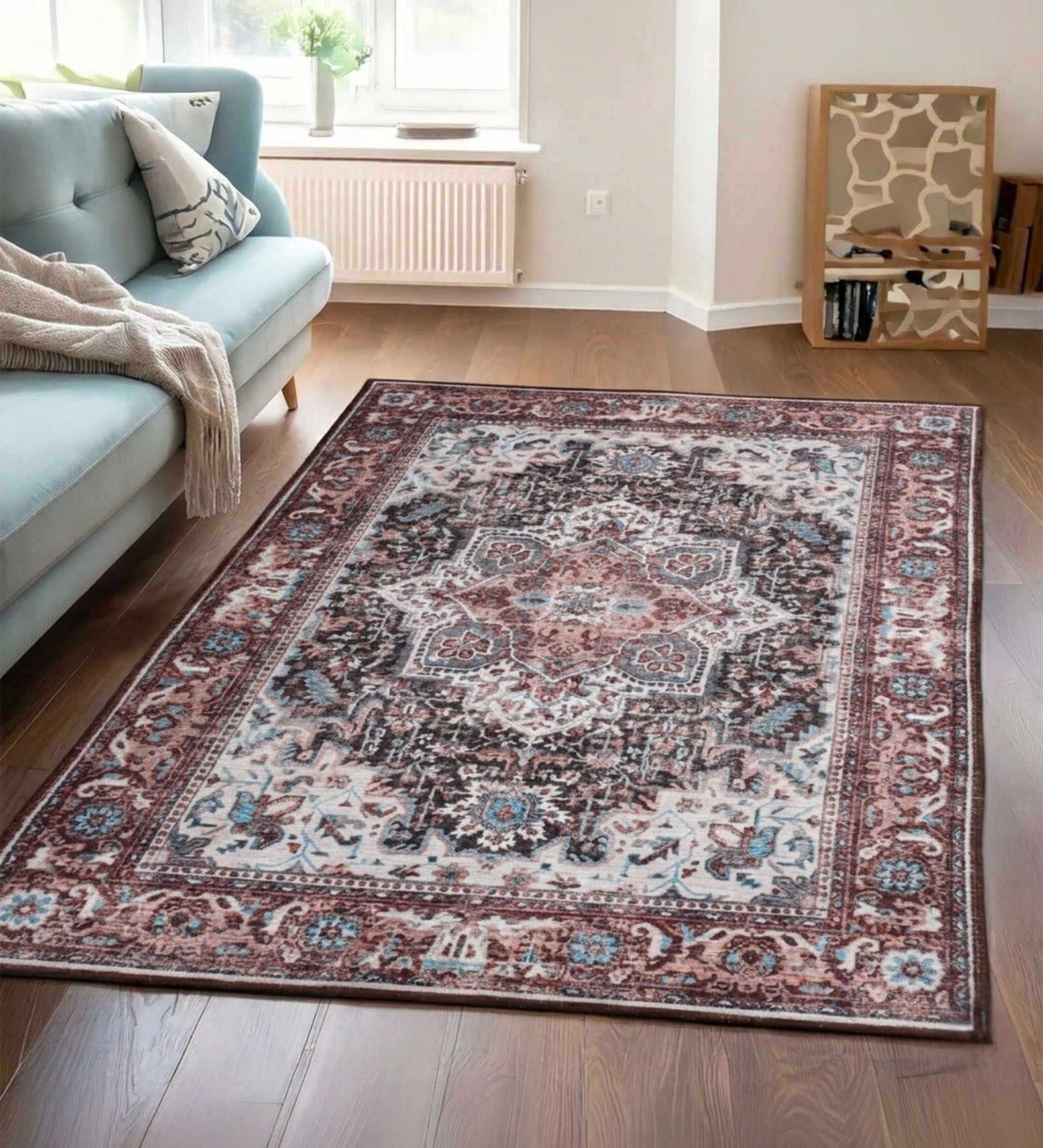 Brown Silk 6 X 4 Feet Abstract  Rectangle Carpet