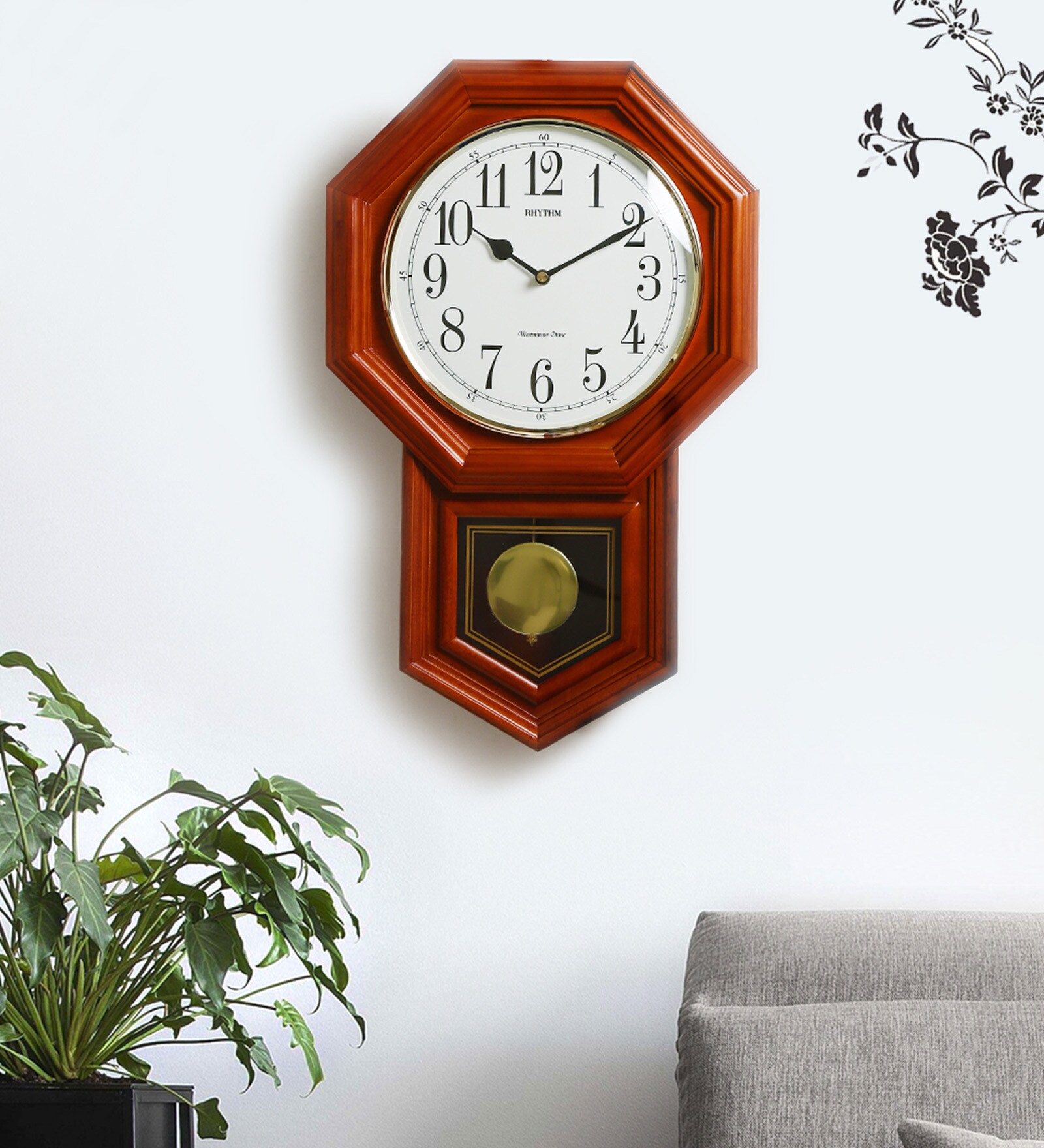 Buy Brown Solid Wood Analog Pendulum Clock by Rhythm at 31 OFF by