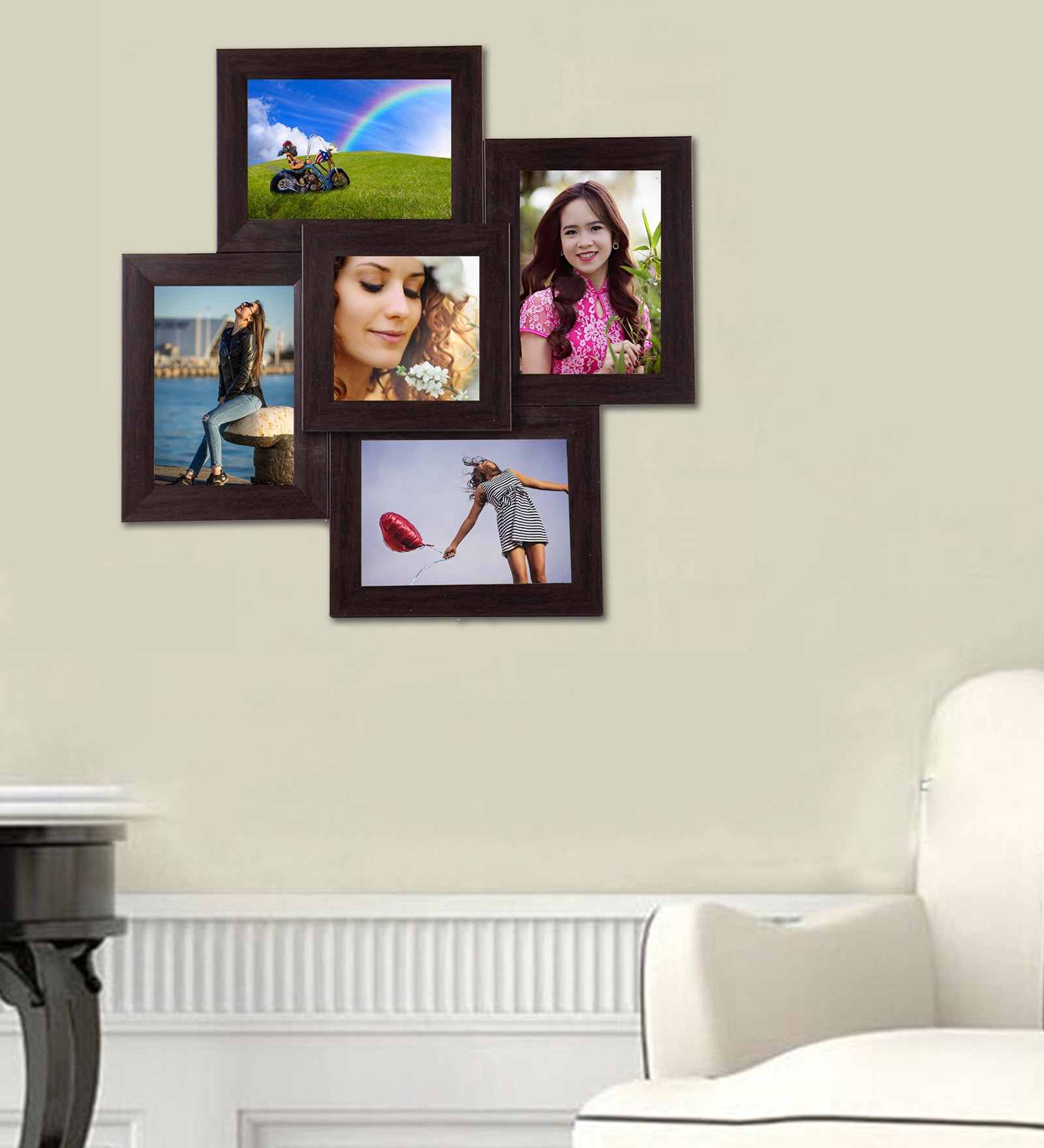 Buy Brown Synthetic Wood Wall Mounted Collage Photo Frame By WENS ...