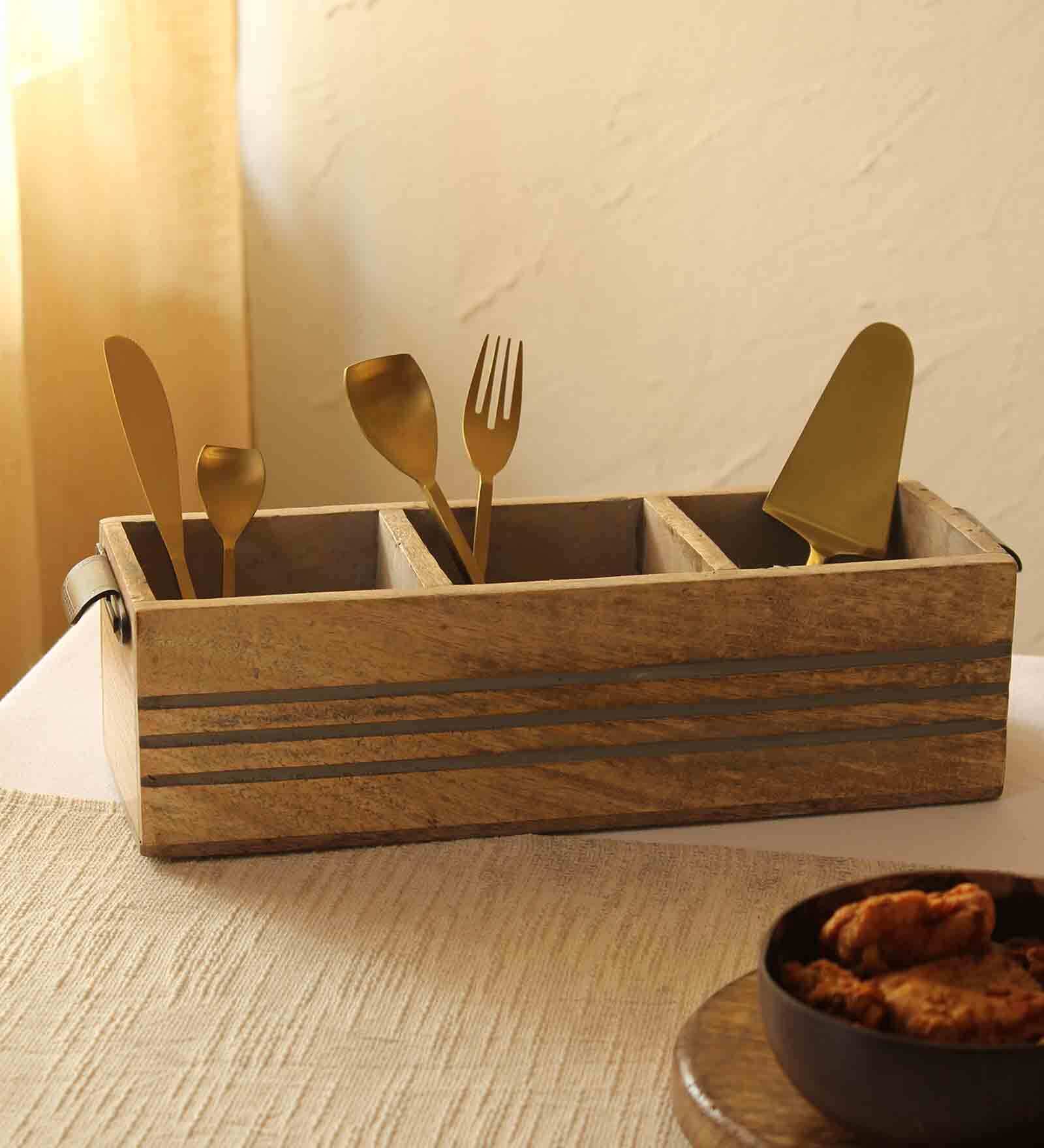 Contemp Brown MDF Cutlery Holder