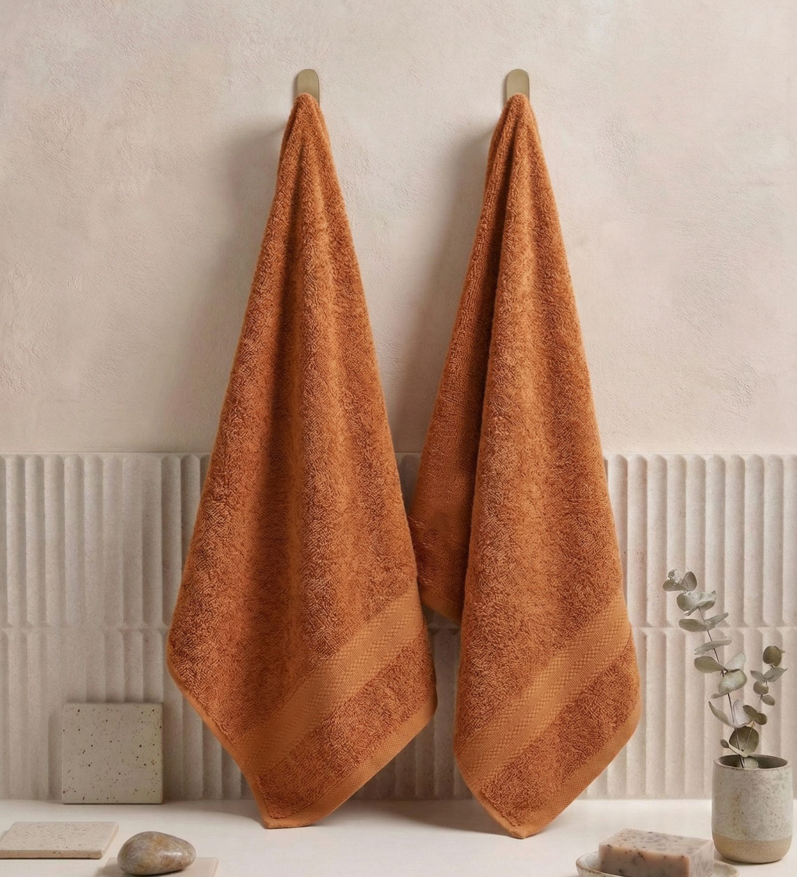 Brown 100% Cotton 380 Gsm Hand Towel 2 Pc