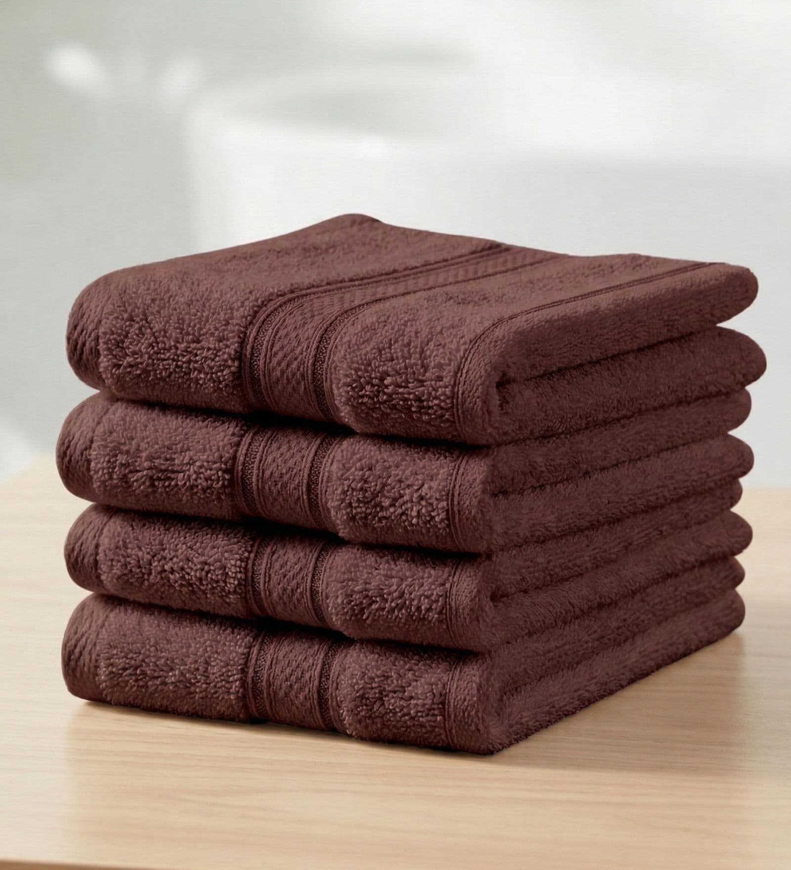 Brown 100% Cotton 600 Gsm Face Towel 4 Pc