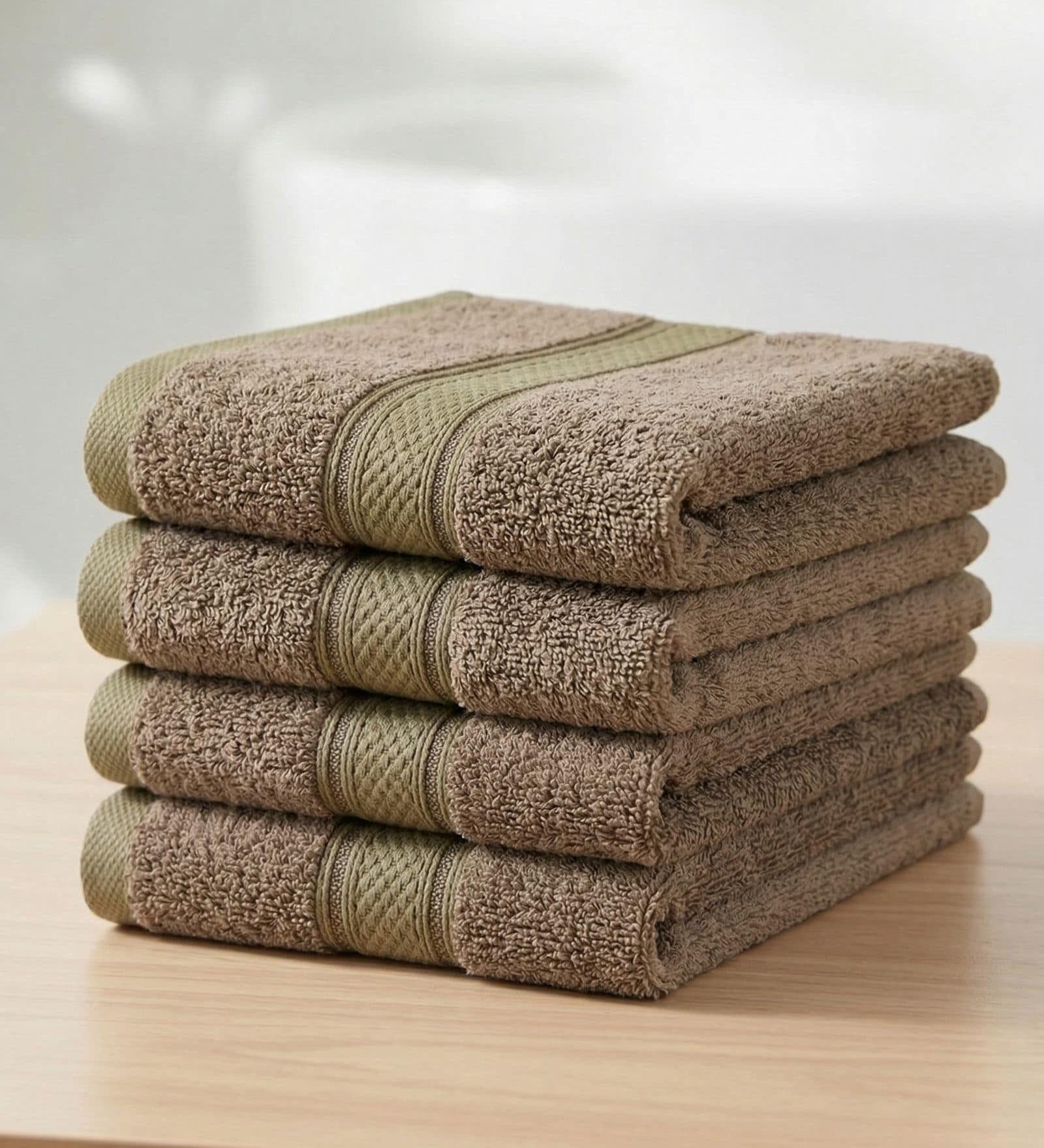 Brown 100% Cotton 600 Gsm Face Towel 4 Pc