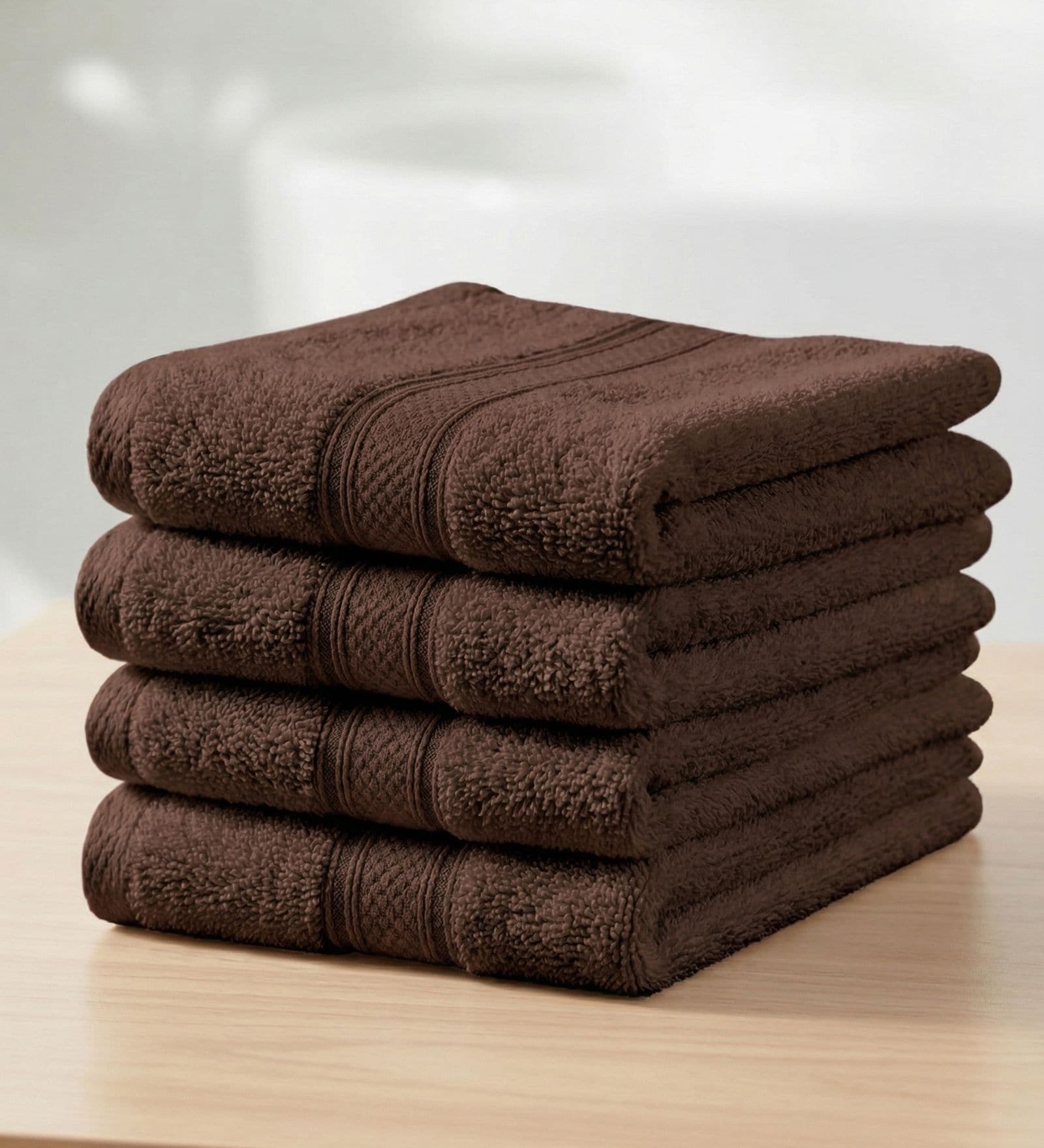 Brown 100% Cotton 600 Gsm Face Towel 4 Pc
