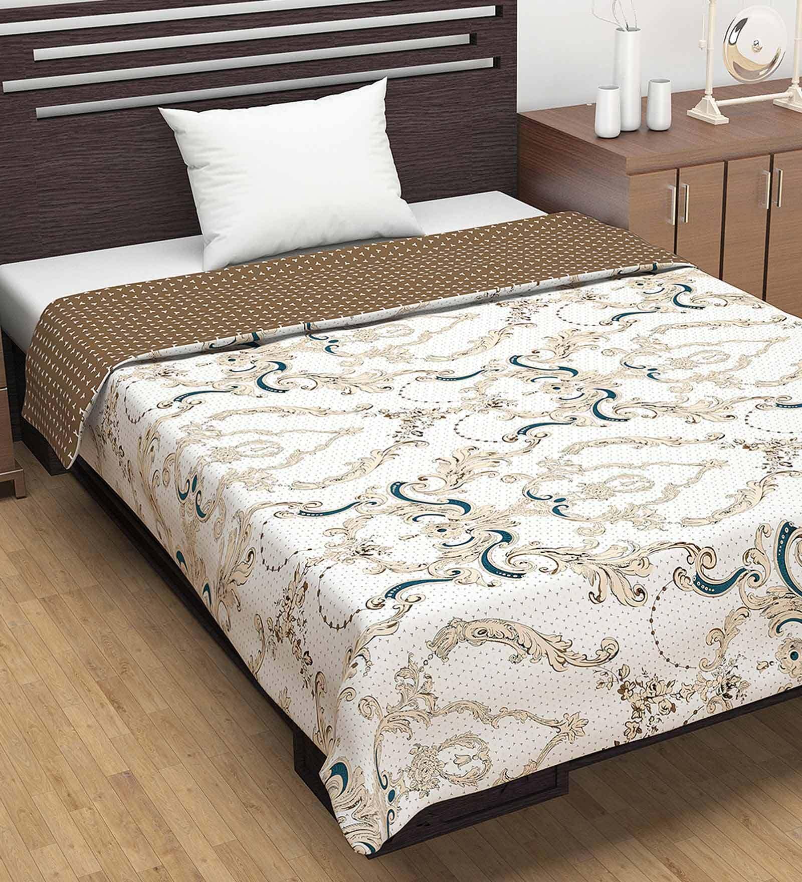 Brown 100% Cotton Solid 120 GSM Single Reversible Comforter