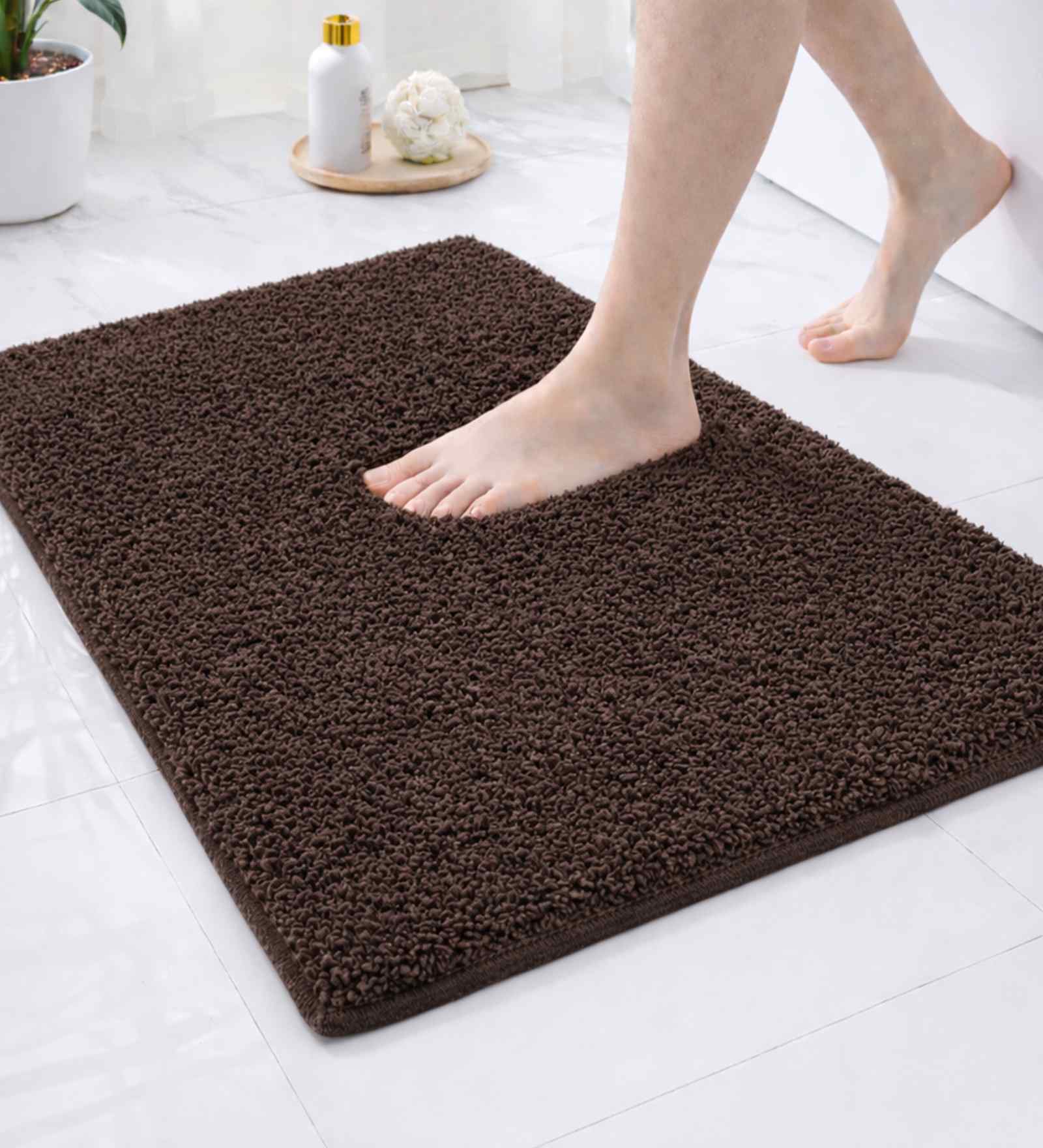 Brown Microfiber 40x60 cm Anti-Skid Bathroom Mat