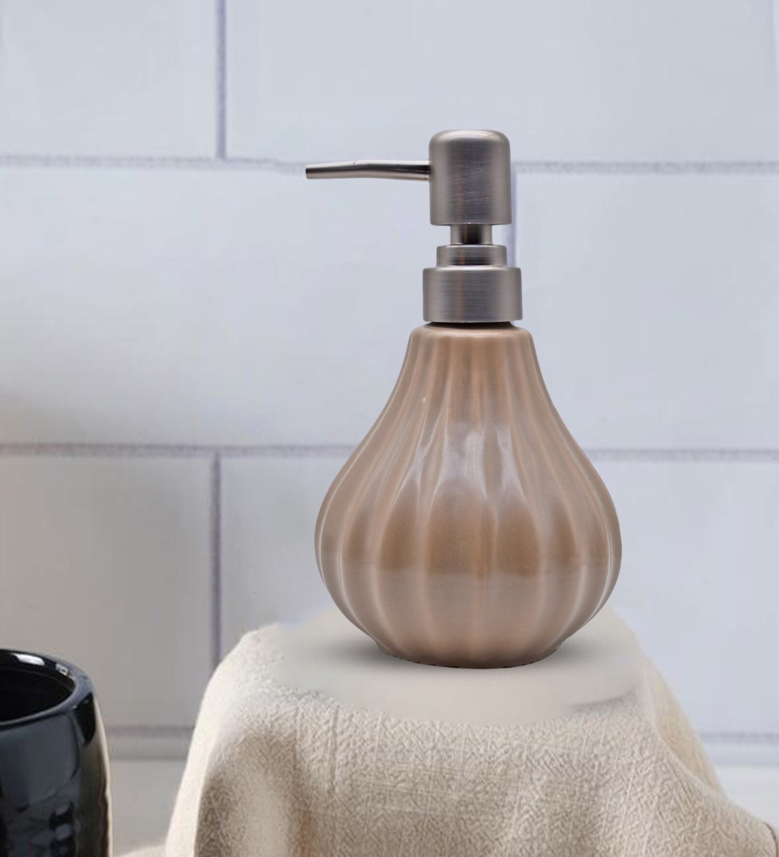 Brown 300 ml Ceramic Liquid Soap Dispenser