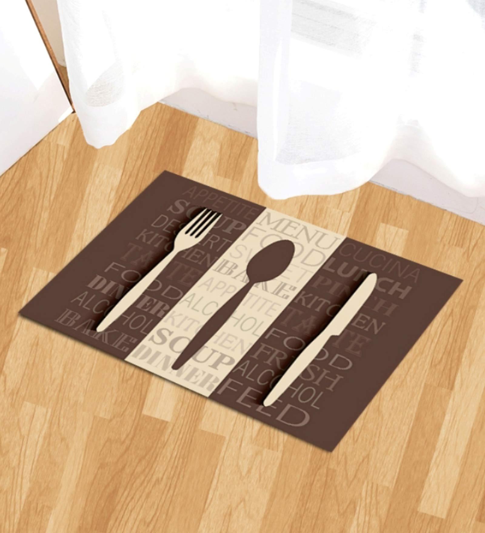 Brown Abstract Polyester 23 x 15 Inches Hand Woven Door Mat