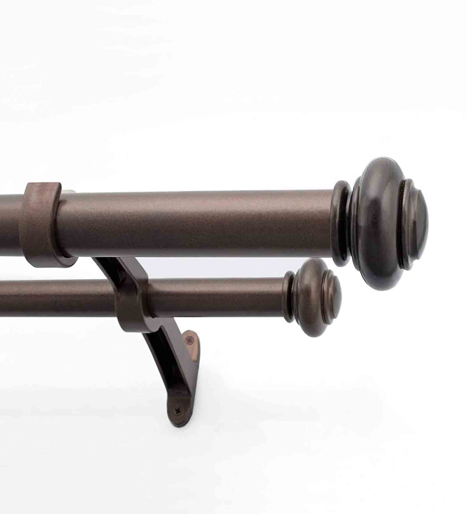 Brown 52 Inch expandable to 144 Inch Iron Curtain Rod with Bracket