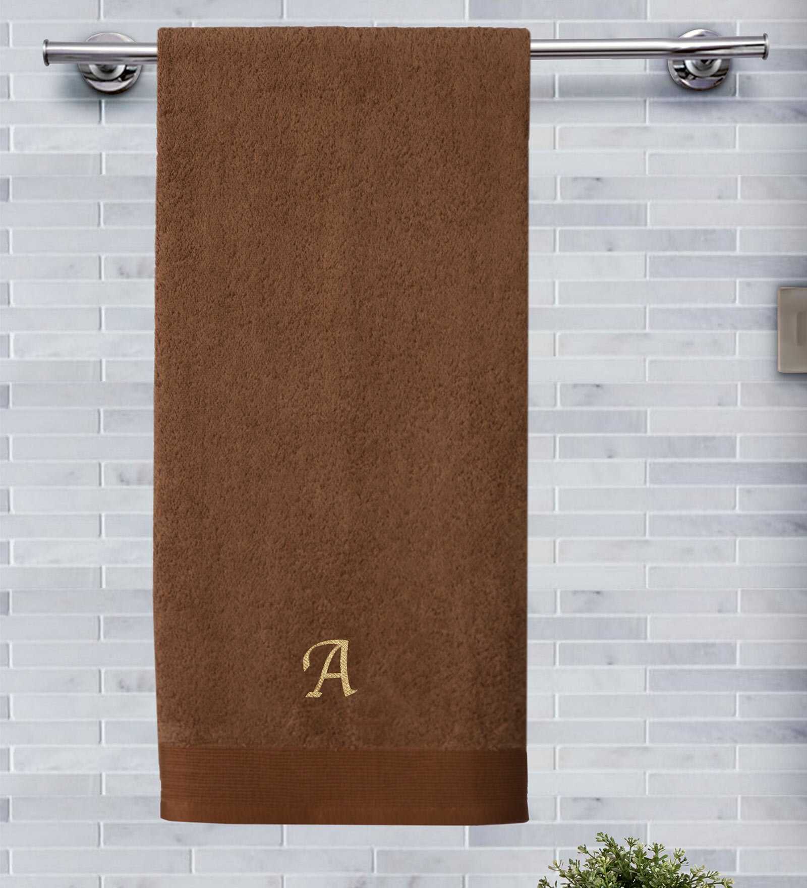 Brown 550 GSM A Monogrammed 100% Cotton Bath Towel