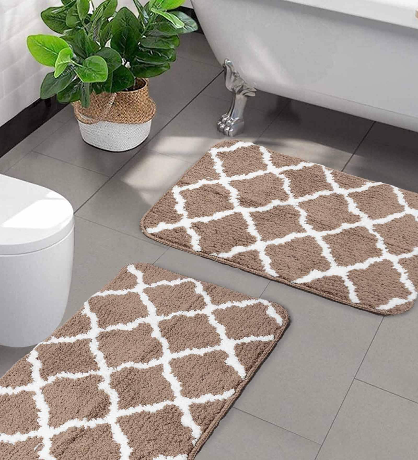 Soft Anti Slip Microfiber Bathmat Set of 2Pc