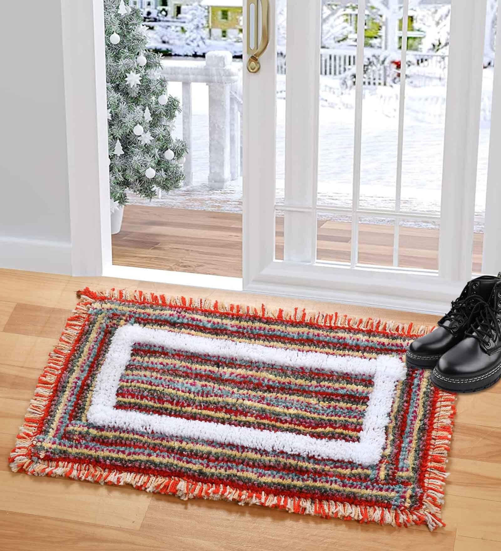 Brown Abstract Microfiber 24x16 Inches Door Mat
