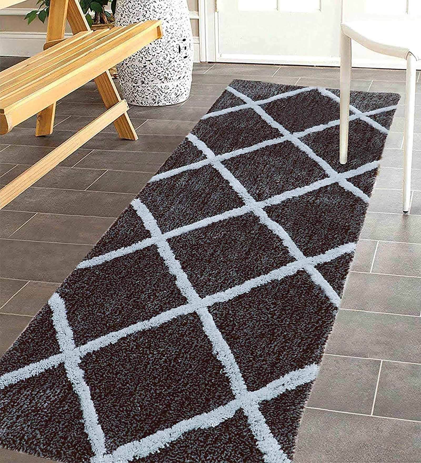 Brown & Grey Polyester Machine Made 60x24 Inches Bed Side Runners