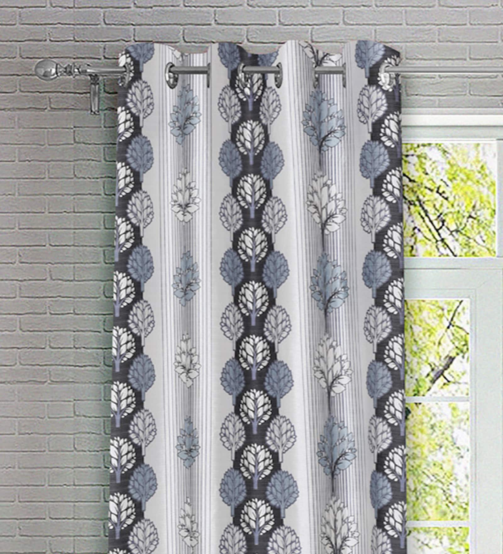 Multicolor Abstract Polyester 5ft Semisheer Eyelet (Set Of 2)