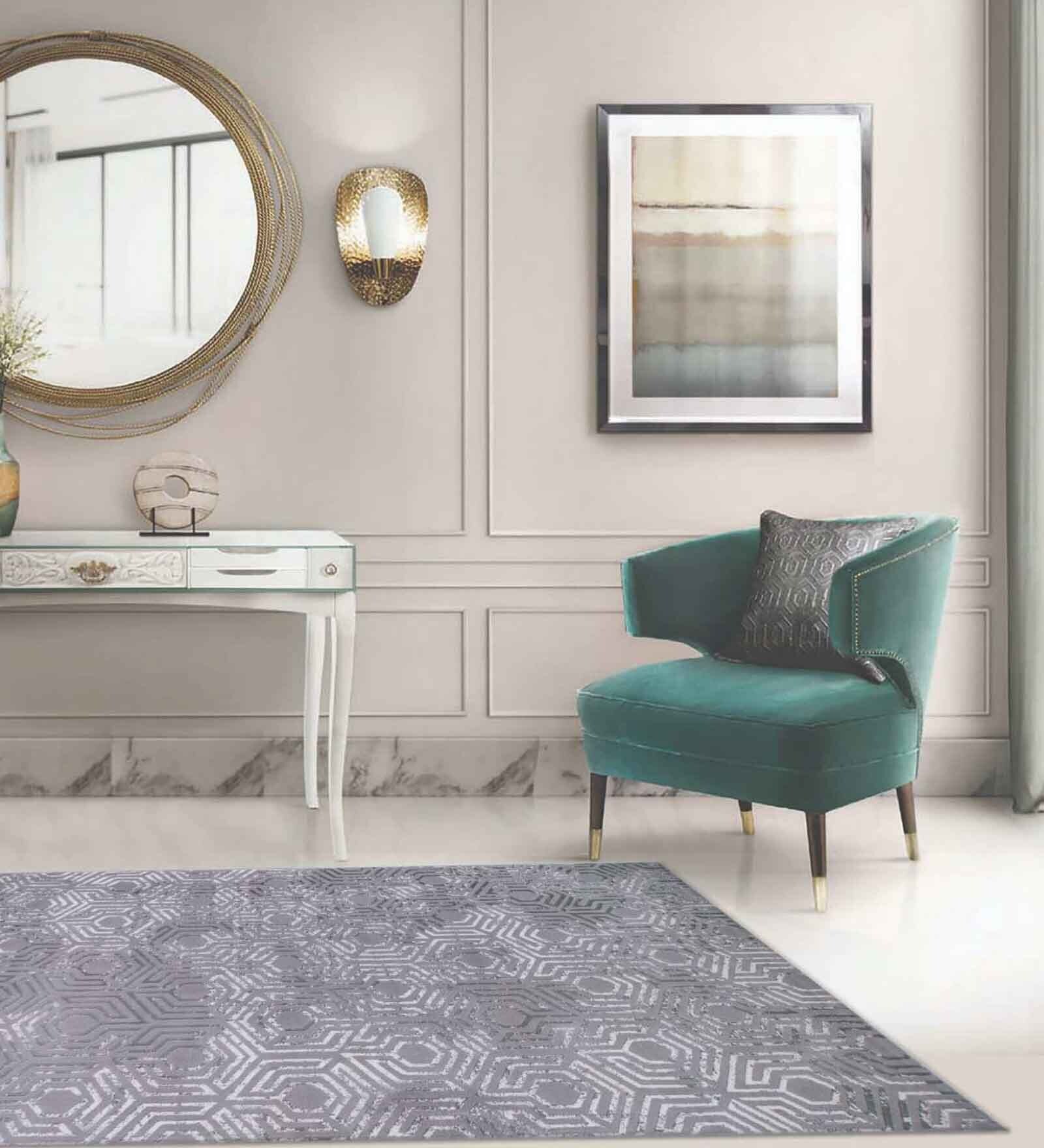 Brown Abstract Polypropylene 6 ft x 9 ft Machine Made Carpet