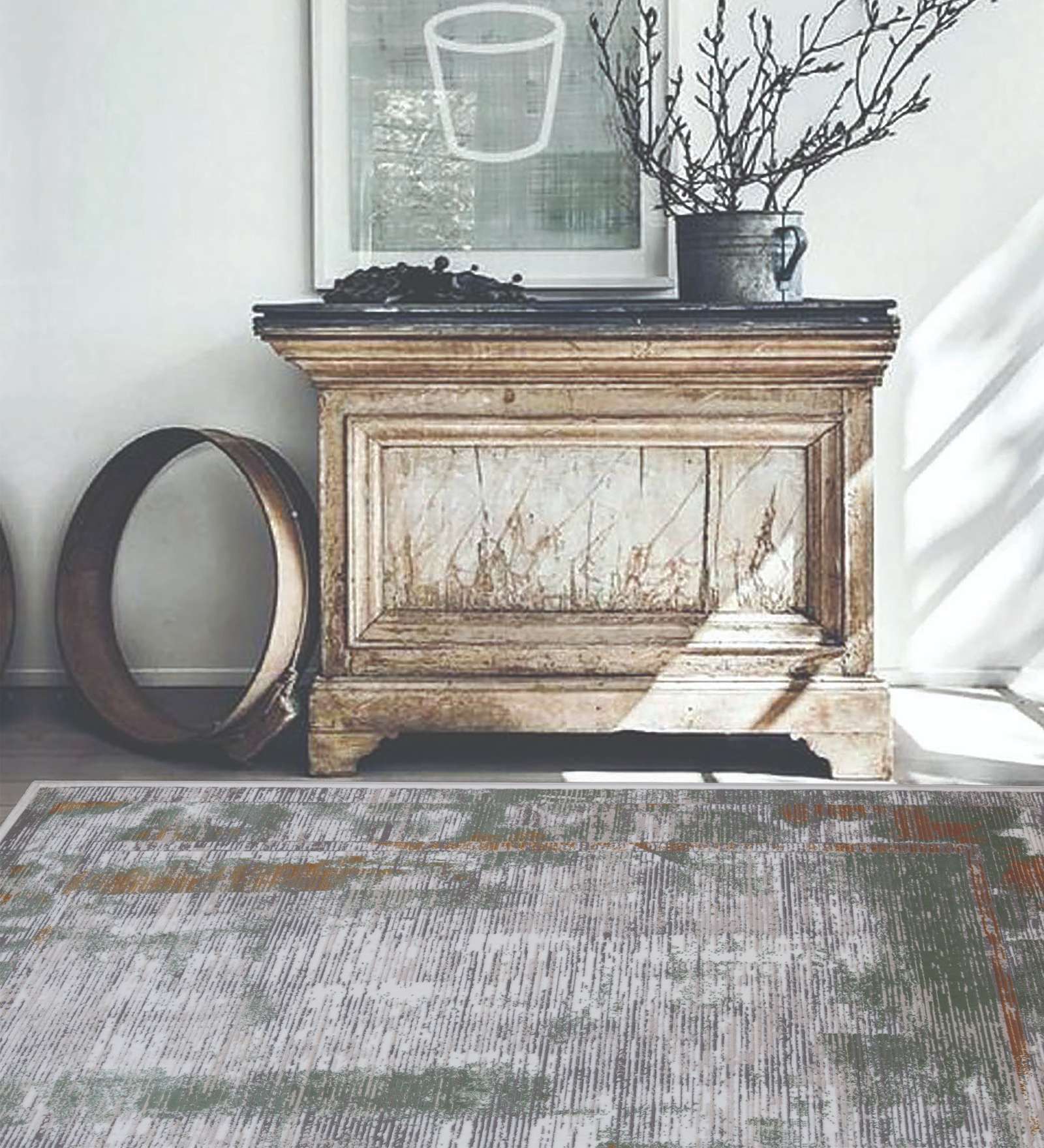 Brown Abstract Polypropylene 6 ft x 9 ft Machine Made Runner