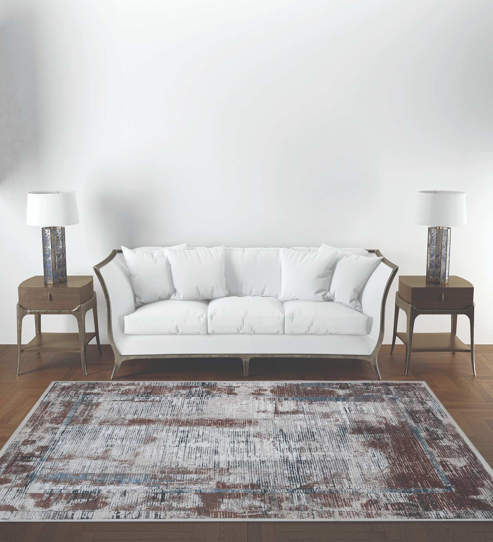 Brown Abstract Polypropylene 9 ft x 12 ft Machine Made Carpet