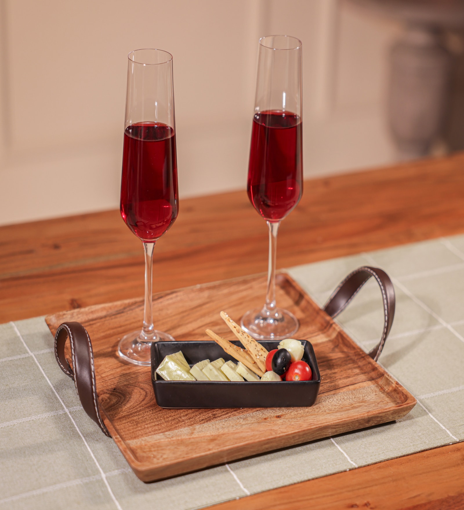 Brown Acacia Wood Serving Tray