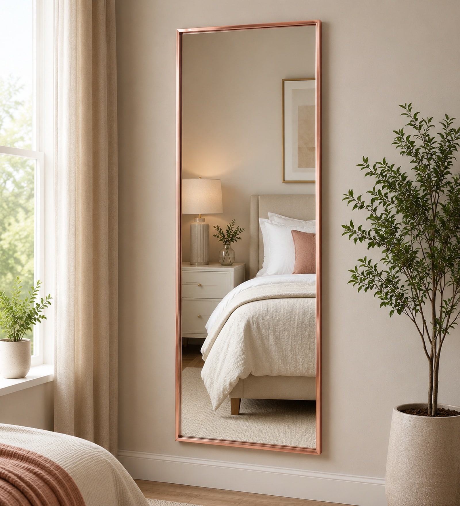 Brown Aluminium Frame Full Length Mirror