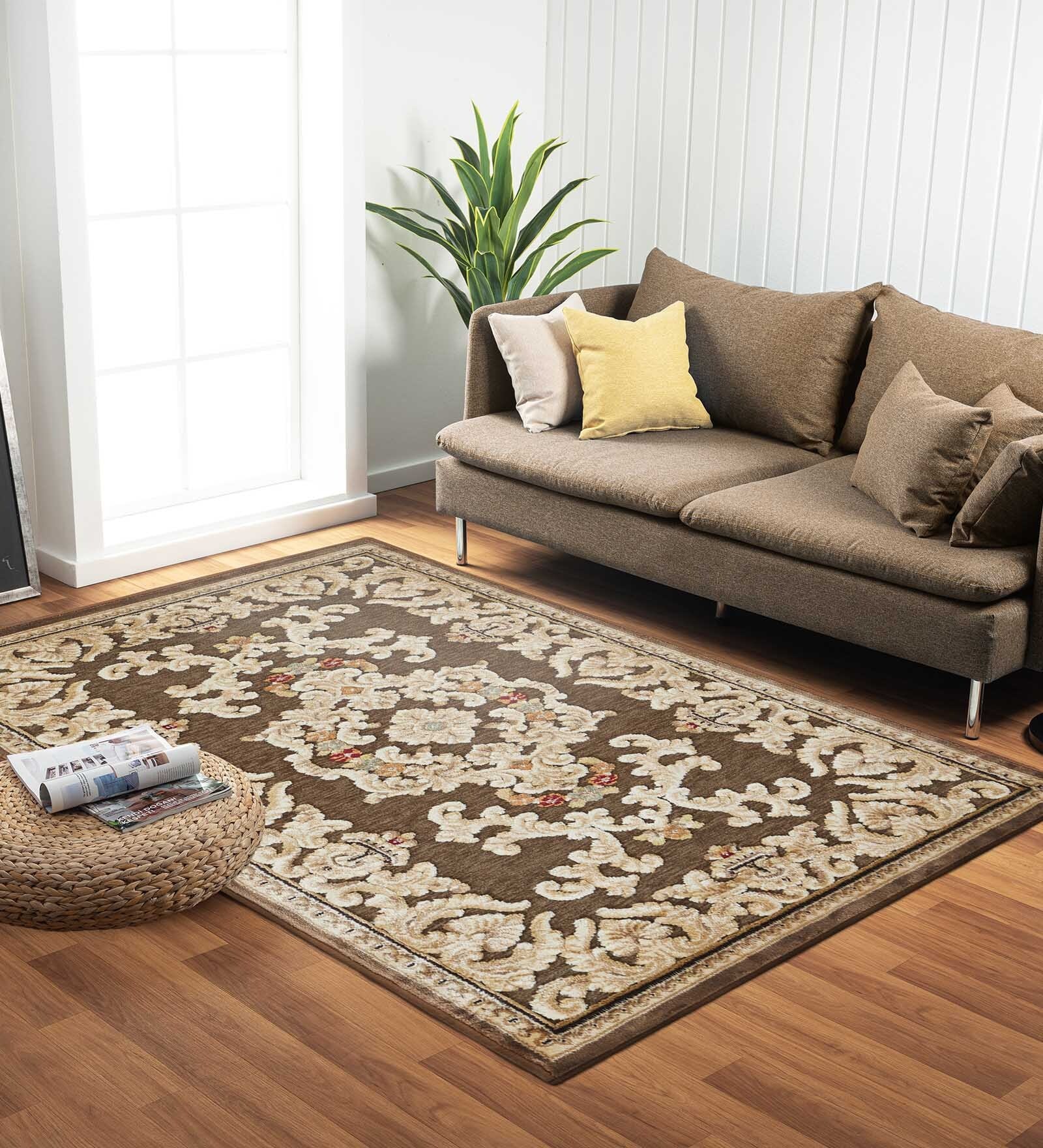 Brown and Beige Persian 2x3 Feet Machine Made Runner
