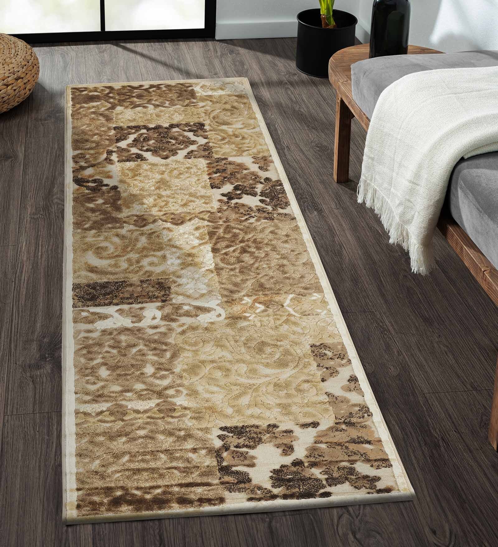 Brown and Beige Persian 2x7 Feet Machine Made Runner