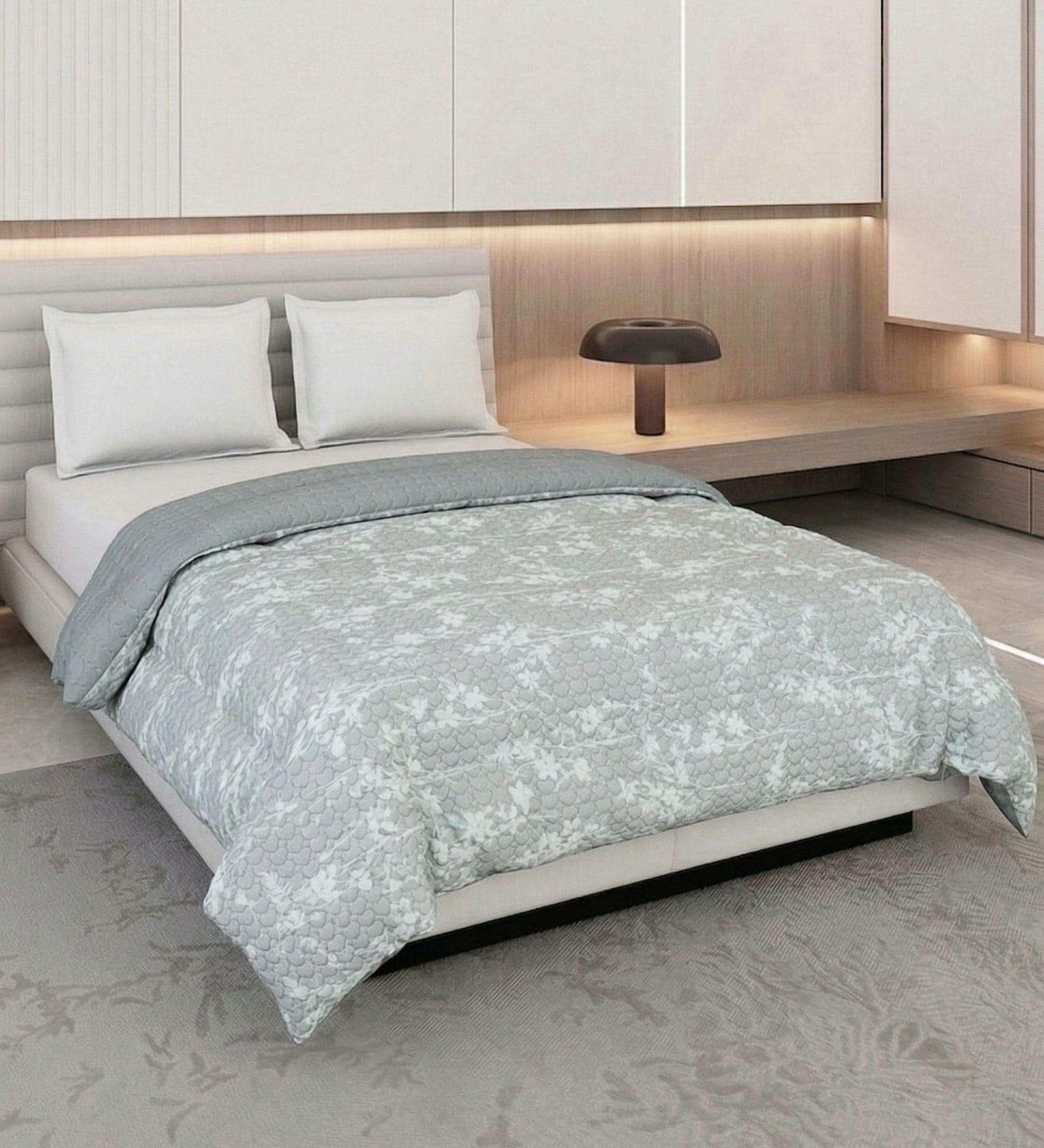 Brown and Grey Polyester Solid 200 GSM Double Bed Comforter