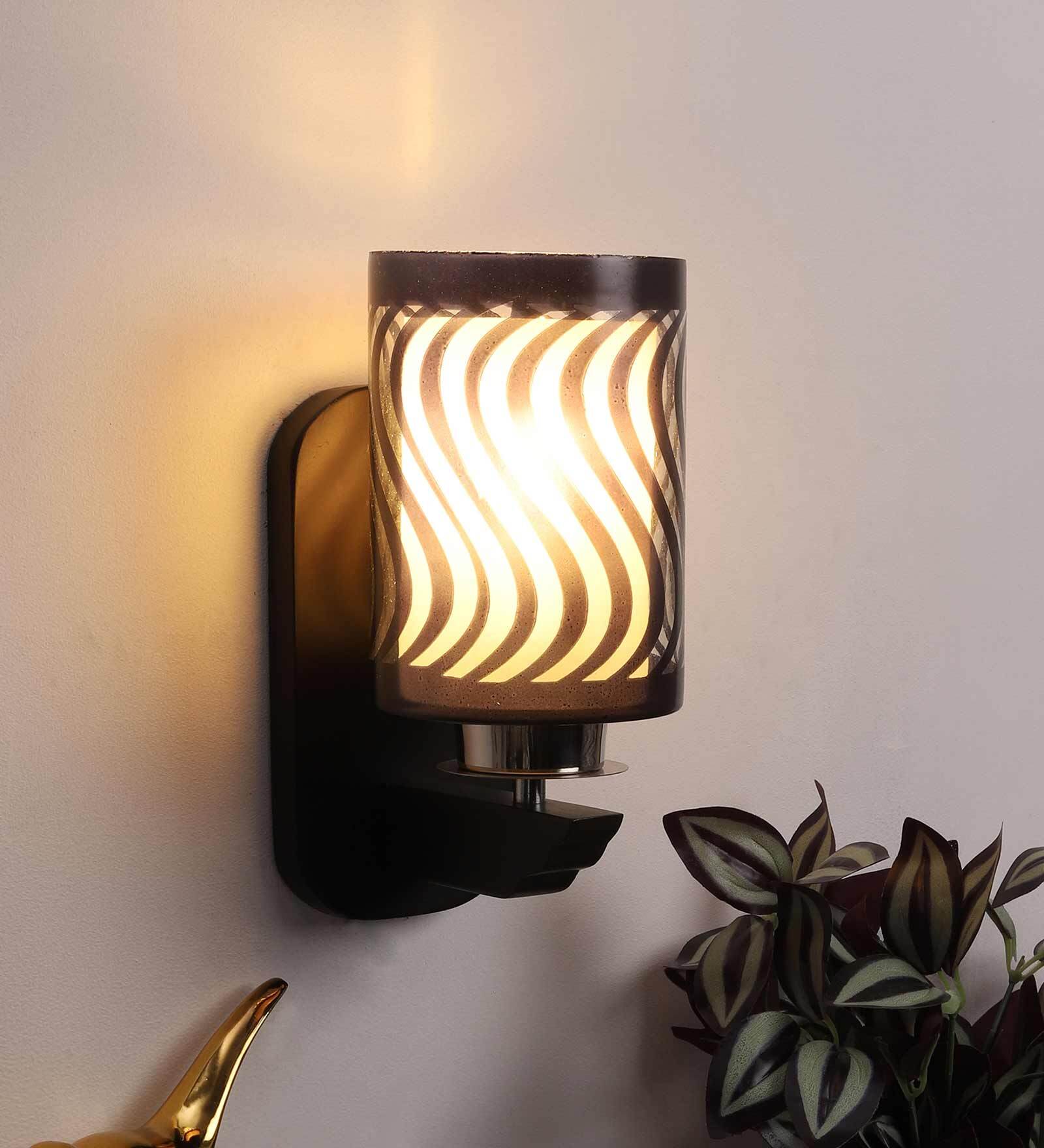 Dynamic Brown and silver Wood and Metal Wall Sconces