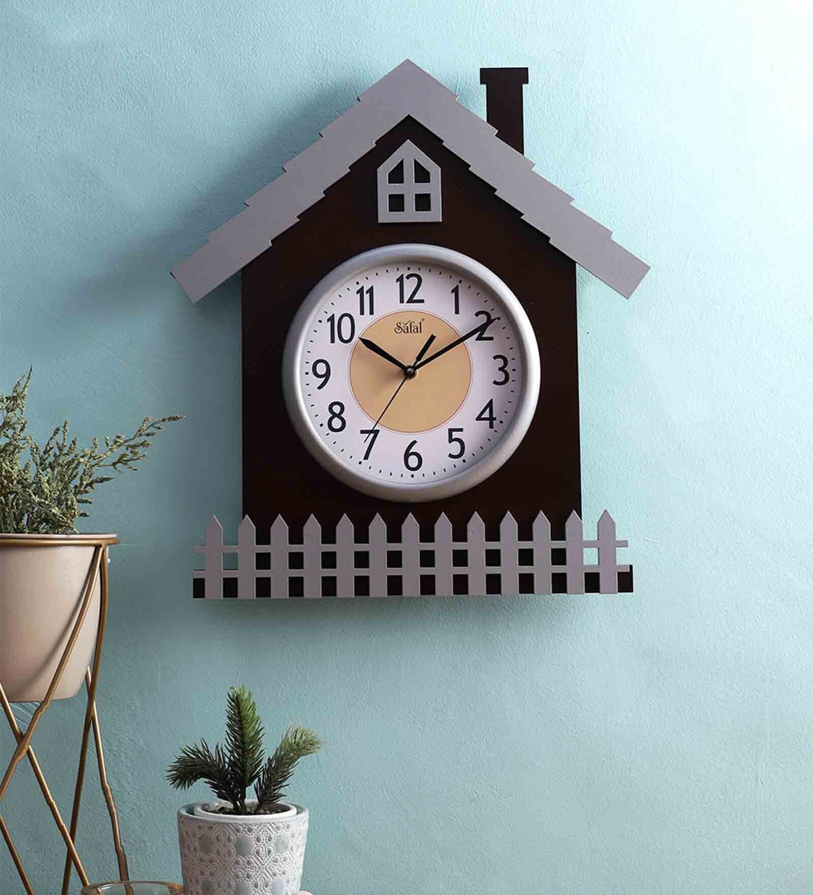 Buy Brown And Silver Wooden Silent Sweep Mechanism Wall Clock at 36% ...