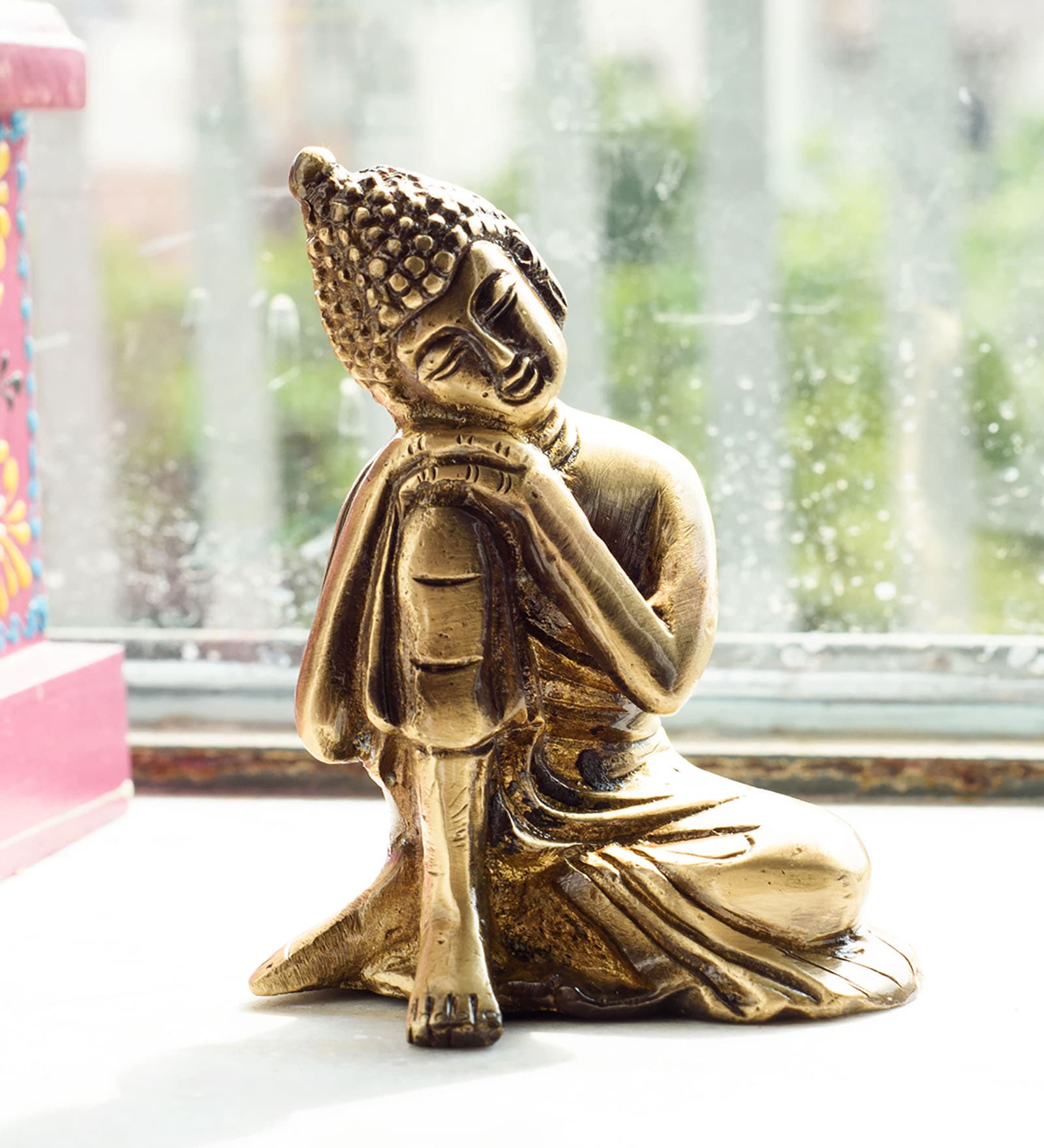 Gold Brass Buddha Resting Artifact