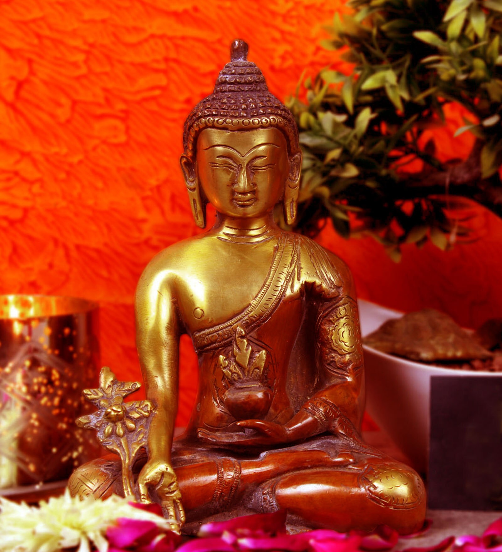 Brown Brass Mini Buddha Idol