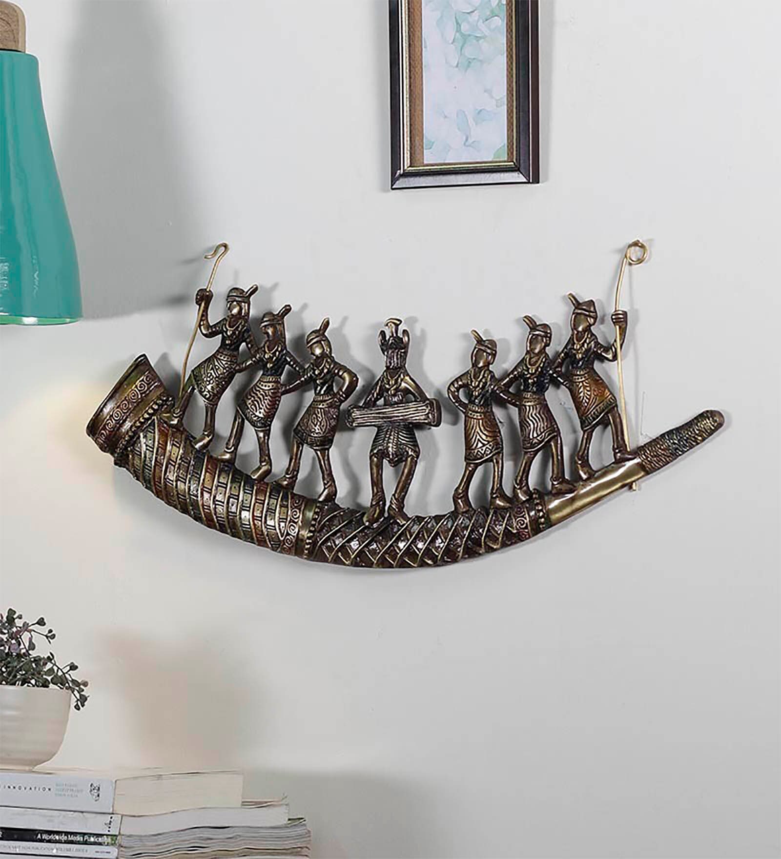 Brass Tribal Dancer Wall Art In Brown